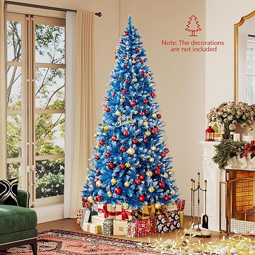 Vista 52 de Goplus 7.5ft Pre-lit Artificial Christmas Tree, Hinged Premium Spruce Xmas Full Tree with 1346 PVC Tips, 400 LED Lights, Folding Metal Stand, for