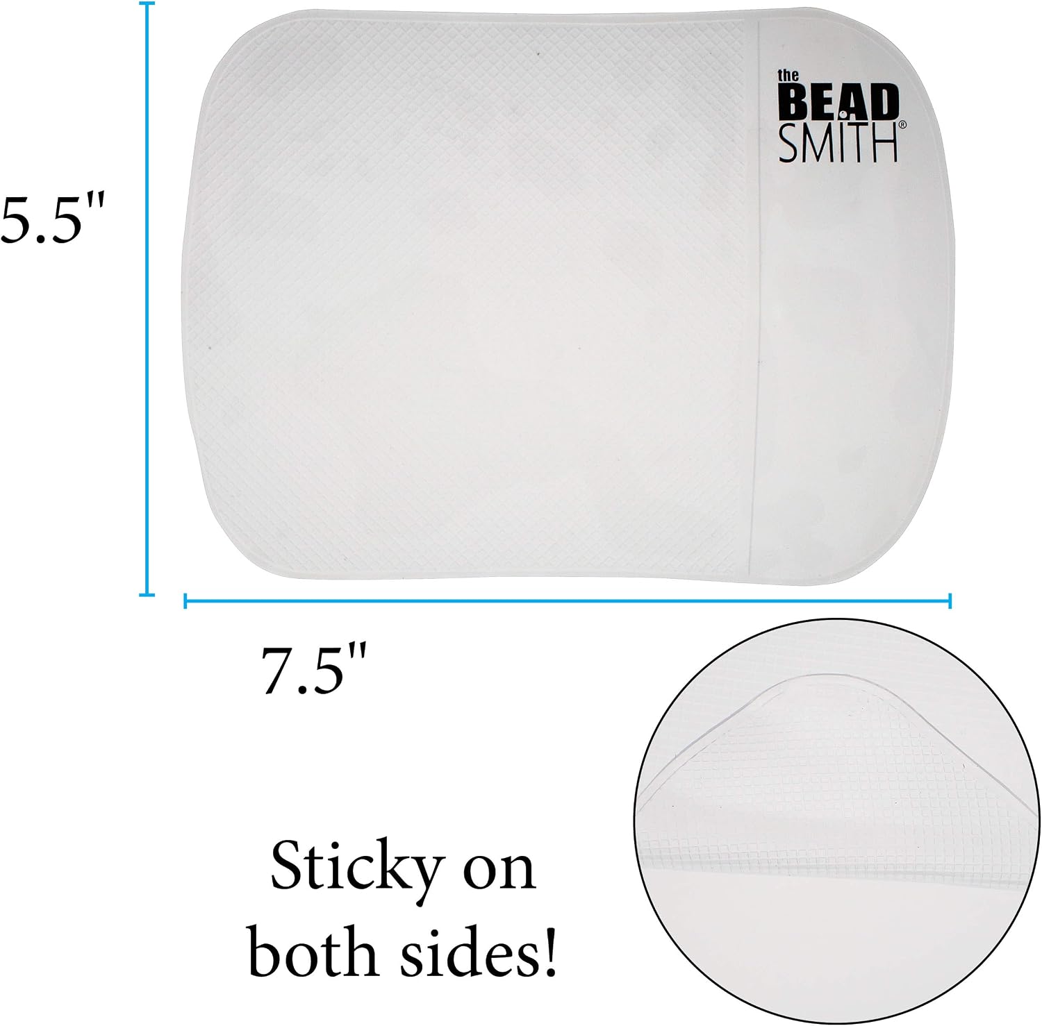 TThe Beadsmith Sticky Bead Mat, 7.5 x 5.5 inches, Clear Color, Anti-Slip Pad, Rinse and Reuse Technology, Accessories for Diamond Painting, Jewel, Beads