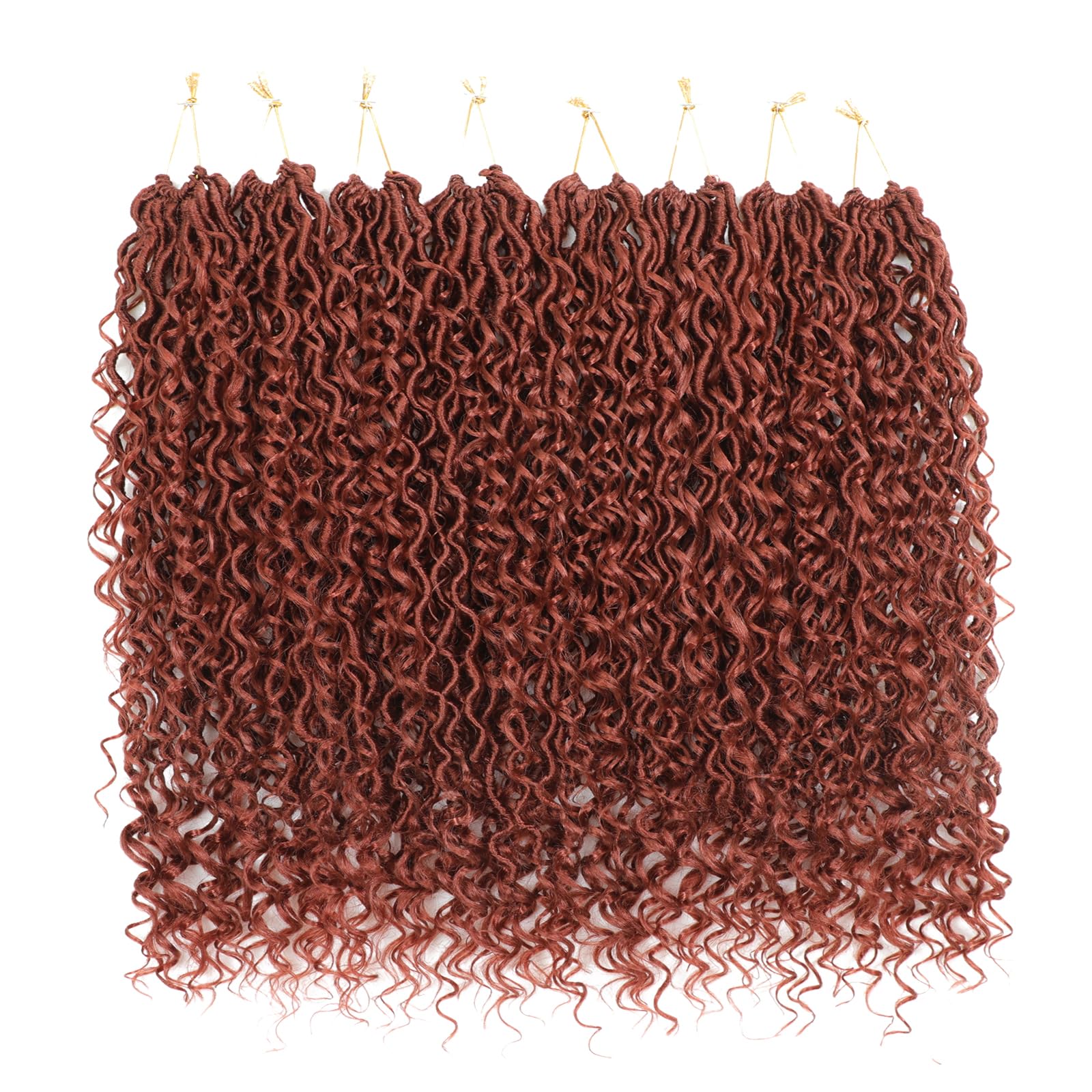 8 Packs Curly Boho Braids Faux Locs Crochet Hair, 18 Inch Goddess Locs Crochet Hair, Hippie Locs, Hair Extensions (22 Inch, 8 Packs, 350#)