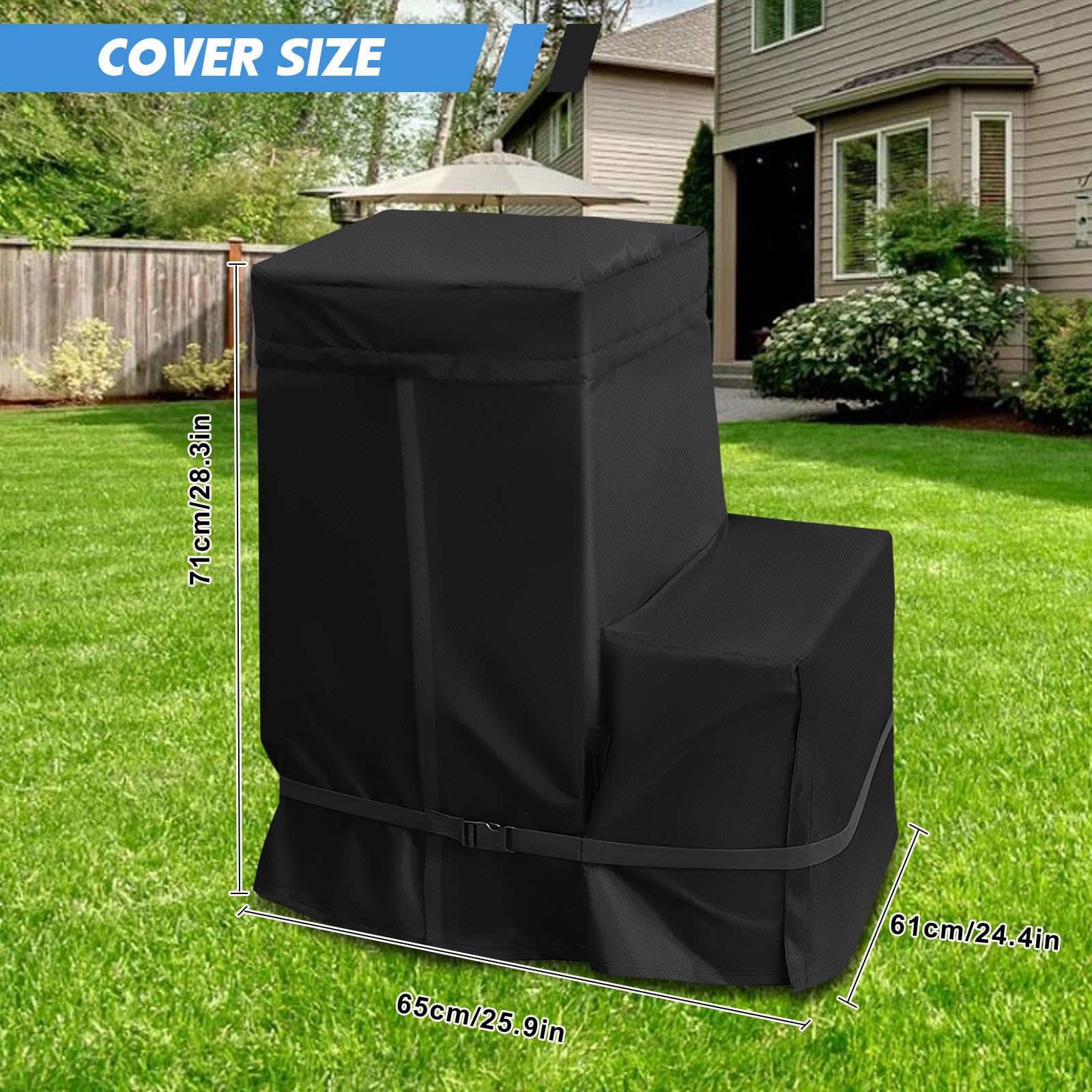 Cubierta Bomba Piscina, 25.9 x 24.4 x 28.3 Pulgadas Sistema Filtro Arena Bomba Piscina, Cubierta Impermeable para Bomba Filtro 14-16 Pulgadas, 420D Oxford Tarpaulina Completa para Jardín