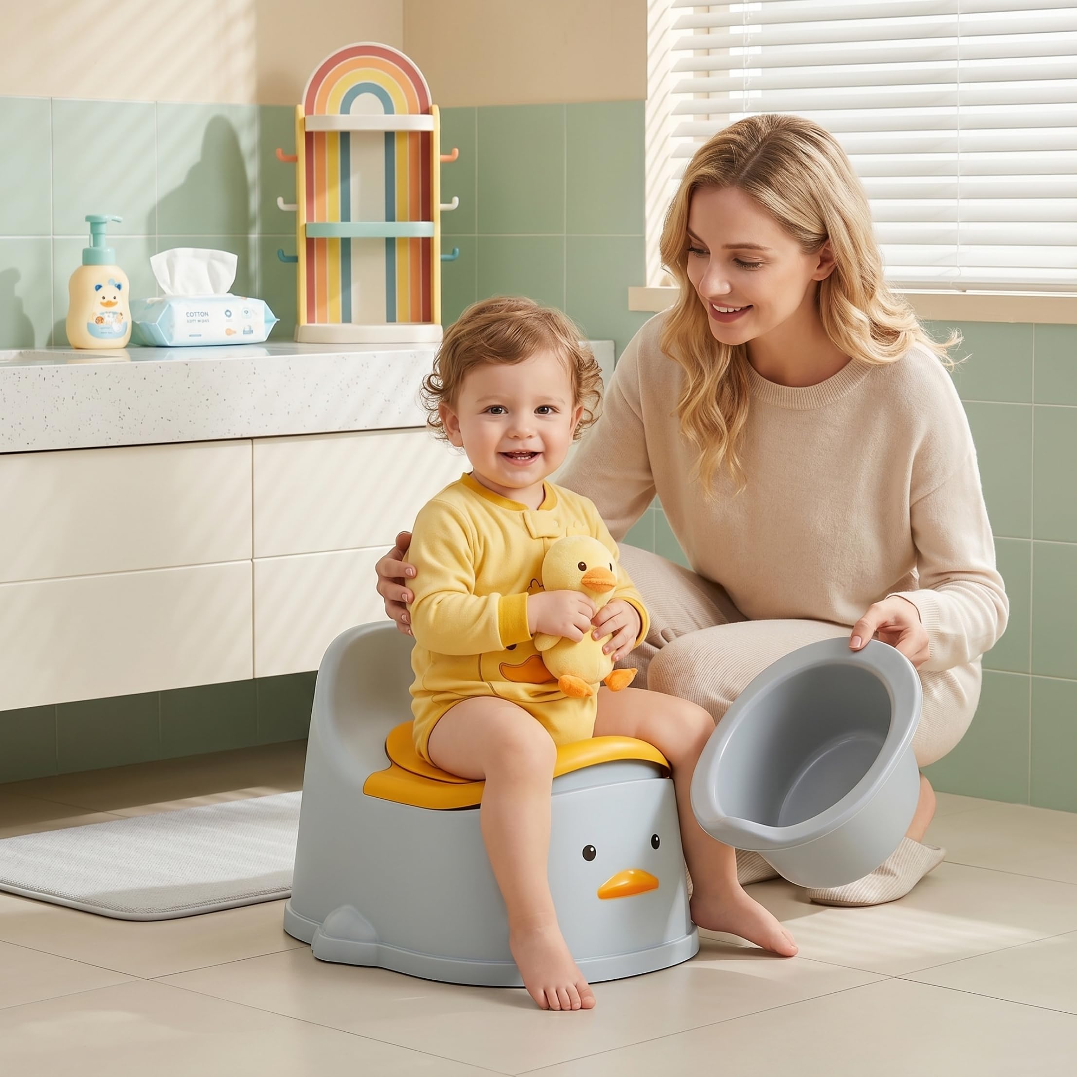 Töpfchen, Töpfchen-Trainingstoilette für Kleinkinder, spritzwassergeschützt und leicht zu reinigen, hohe Rückenlehne, (klein, 0–2 Jahre), blau