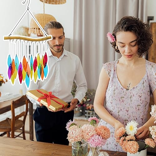 Miniatura 6 de Campanillas de viento de vidrio coloridas, 20 pulgadas, decoración de jardín para patio y hogar (estilo 1)