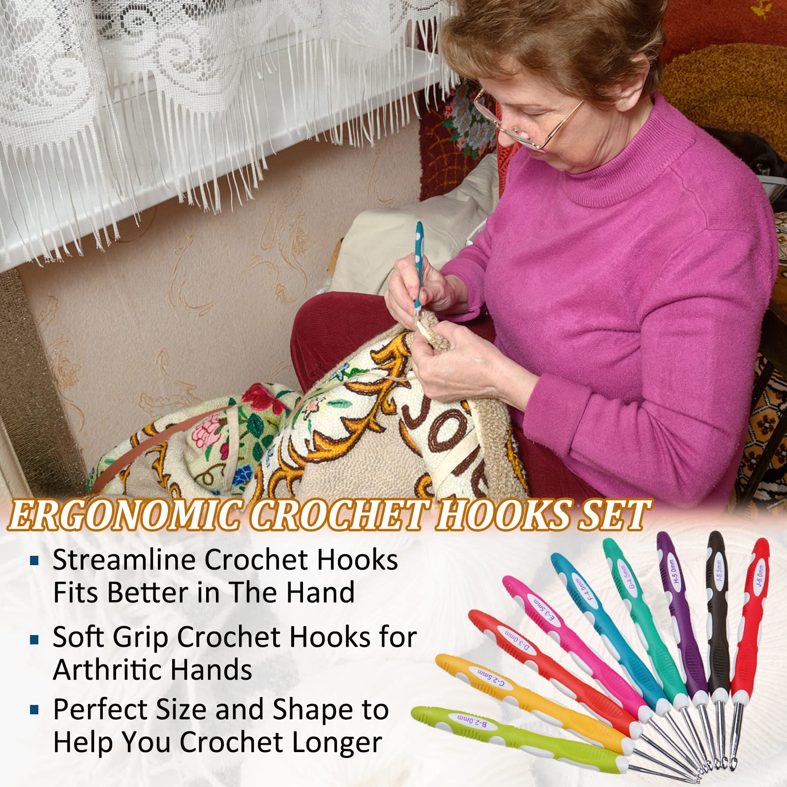 Mdoker Häkelnadel-Set Aus Aluminium - 3-10 Mm Mit Etui Für Häkelprojekte