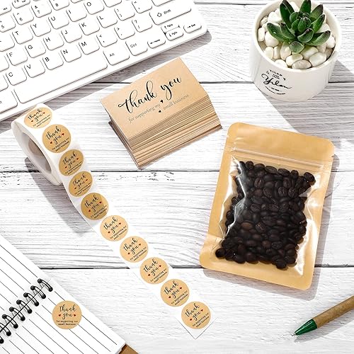 Miniatura 3 de Juego de 620 tarjetas de agradecimiento y calcomanías, calcomanías de papel de agradecimiento dorado con bolsa de embalaje resellable, adecuado para