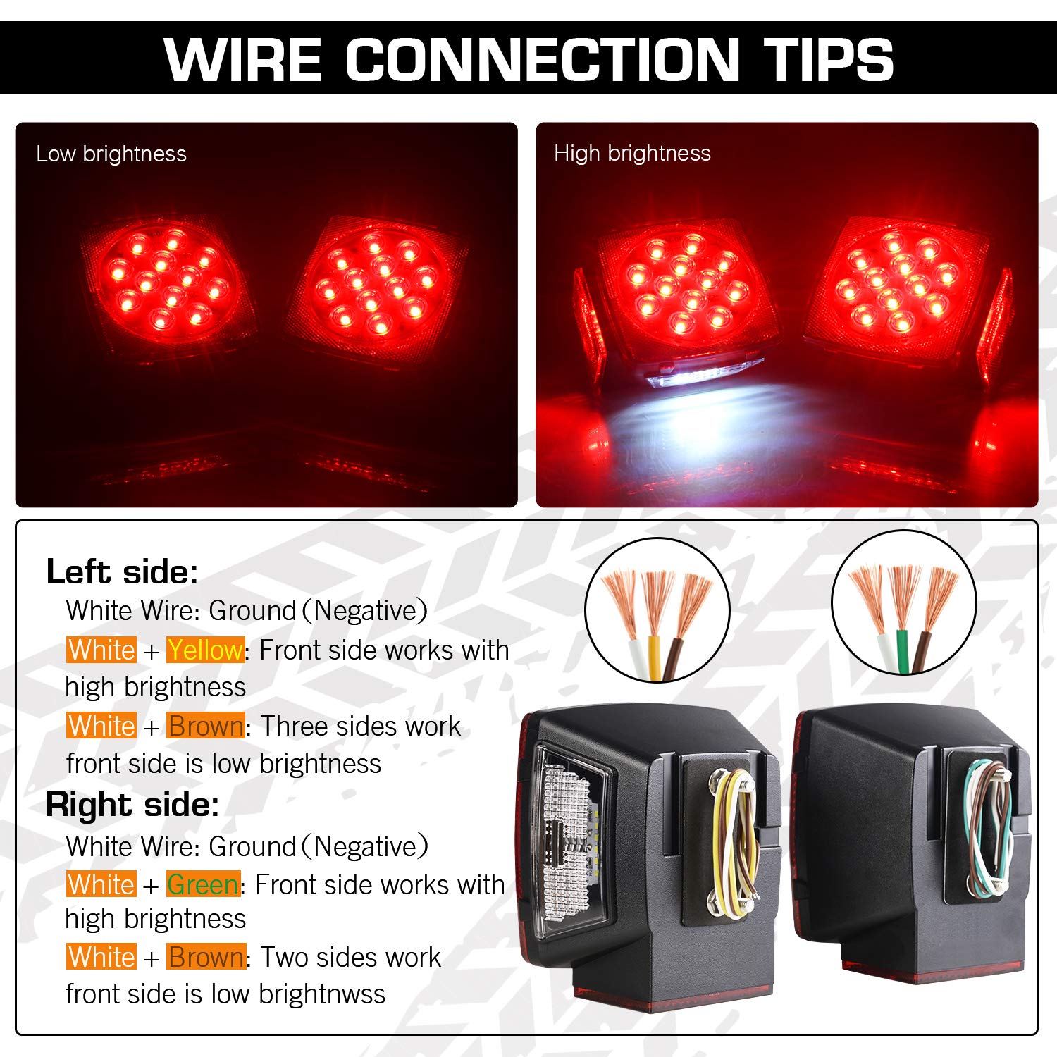 Linkitom LED Trailer Light, IP68 Waterproof Boat Trailer Lights