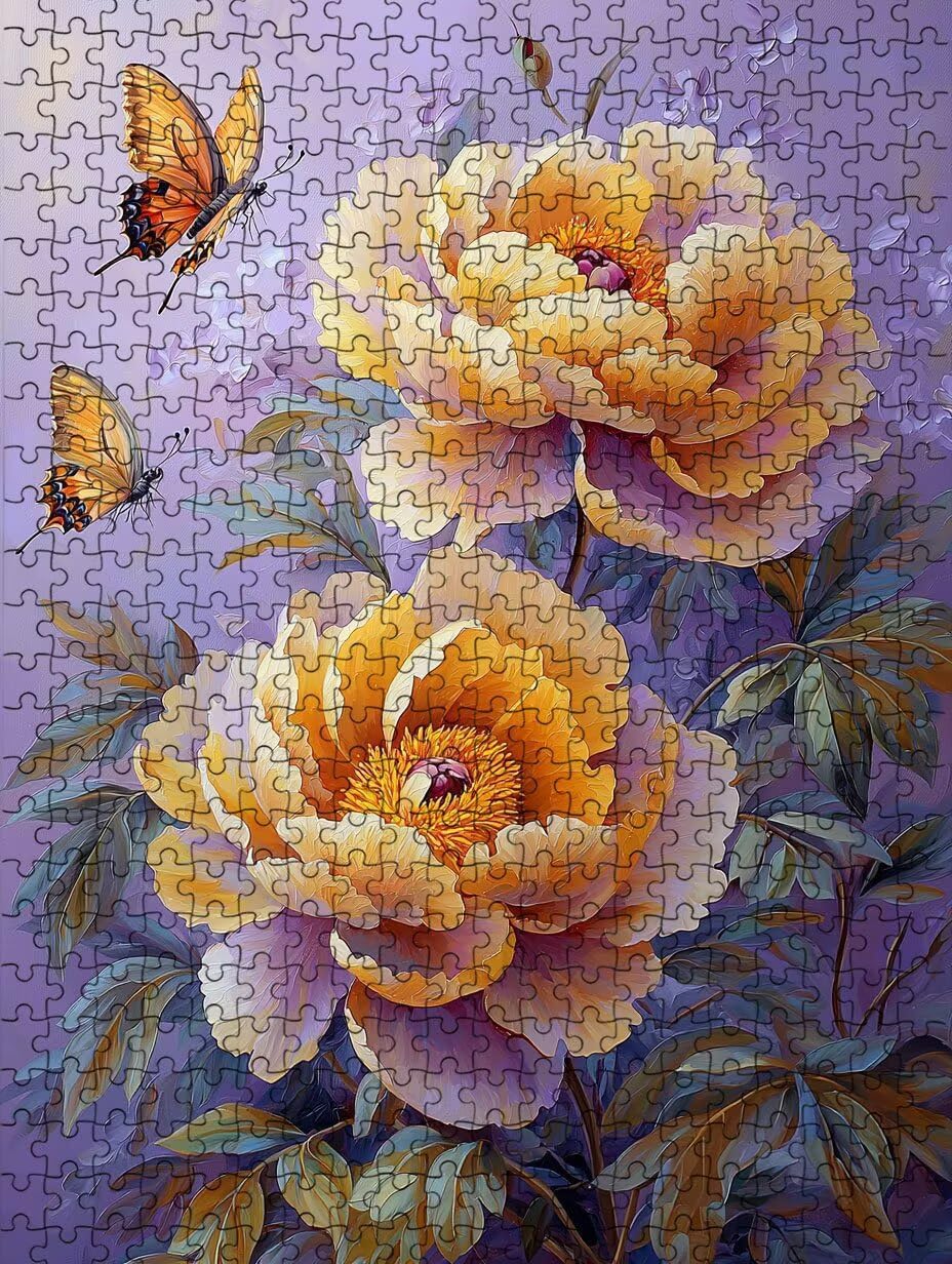 Puzzle 2000 elementów, żółte kwiaty motyle puzzle dla dorosłych 2000, klasyczne puzzle, edukacyjne puzzle, niemożliwe wyzwanie, gra zręcznościowa dla całej rodziny, dekoracja ścian BXHZW4472