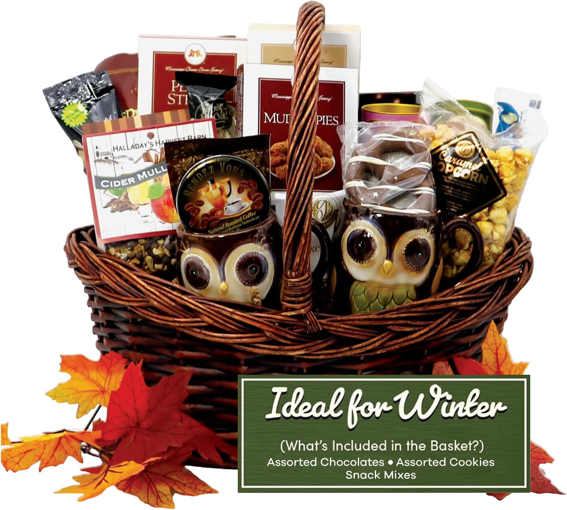 Gift Basket Village - The Colors of Fall Gourmet Food Basket, Large Thanksgiving & Christmas Snack Hamper, Sweets and Chocolate Basket for Family & Office, Sympathy, Anniversary, and Welcome - 6 lbs