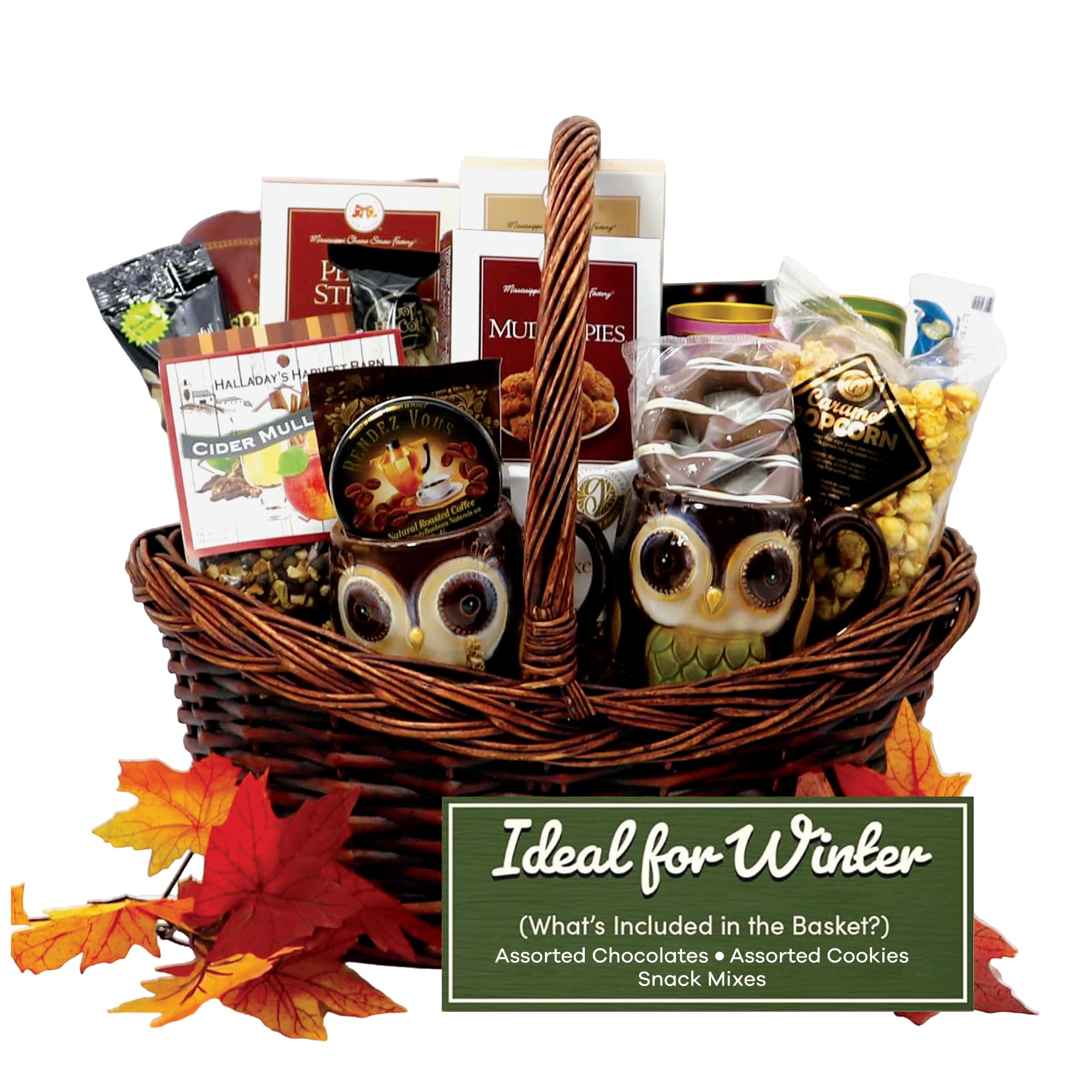 Gift Basket Village - The Colors of Fall Gourmet Food Basket, Large Thanksgiving & Christmas Snack Hamper, Sweets and Chocolate Basket for Family & Office, Sympathy, Anniversary, and Welcome - 6 lbs