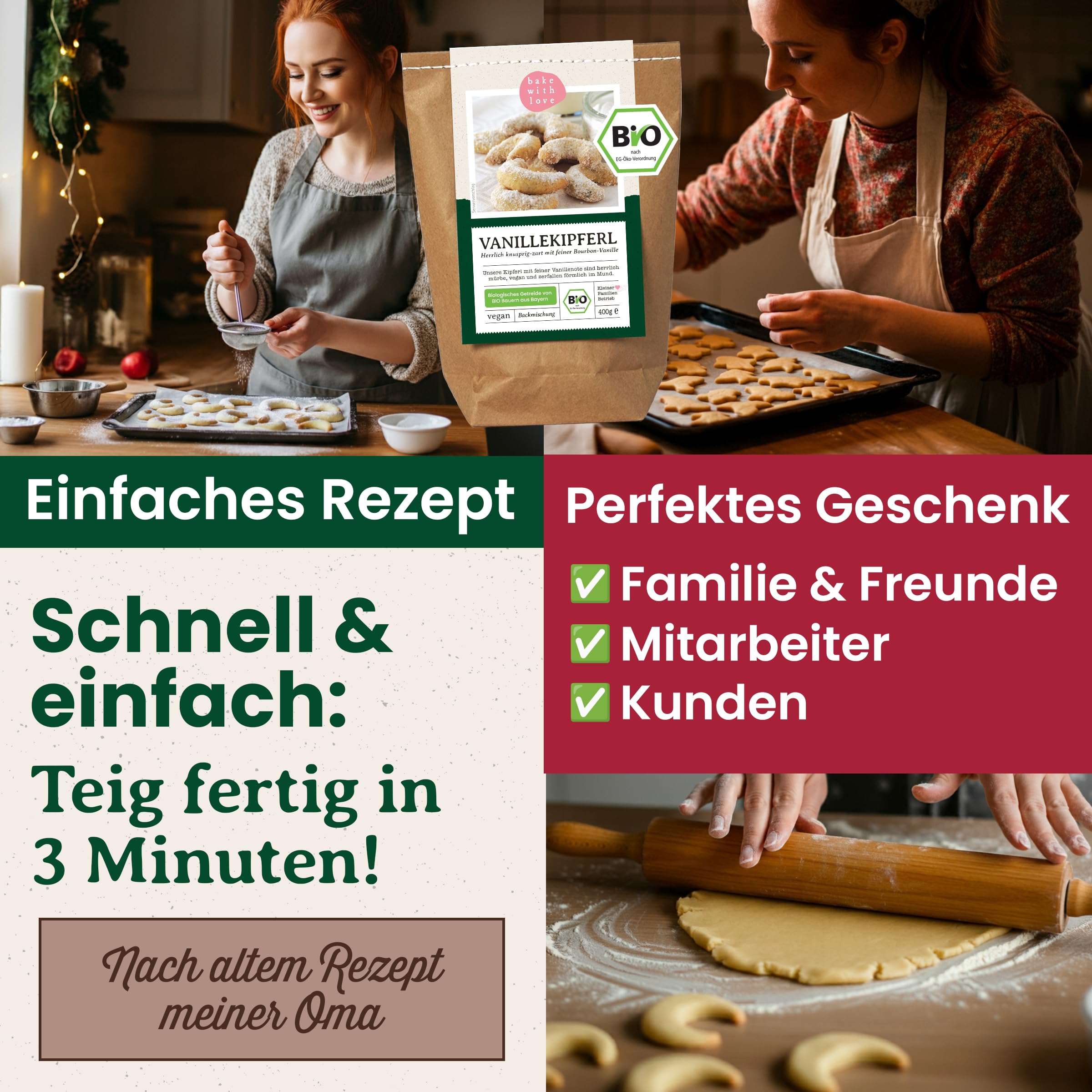 Mezcla orgánica de vainilla para hornear | Galletas de Navidad galletas galletas galletas pasteles | vegano con harina orgánica de Alemania y auténtica vainilla bourbon