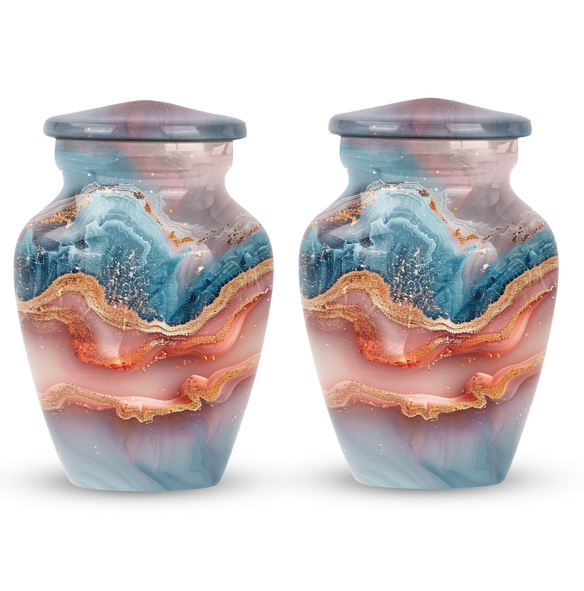 Ocean Sunset - Mini Urns for Ashes - Memorial Ashes Urn - 3 Inch - Pack of 2 - Human Ashes Keepsake - Decorative Urns for Ashes - Miniature Urns for Human Ashes - Cremation Urns for Burial