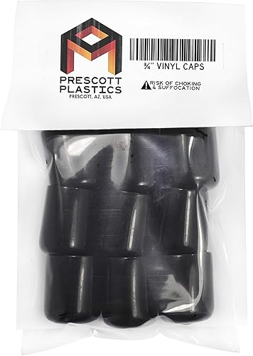 Miniatura 9 de Prescott Plastics Tapones de plástico flexibles de 34 pulgadas (0.750 in) de diámetro exterior, tapas redondas de tubo de metal negro, inserciones