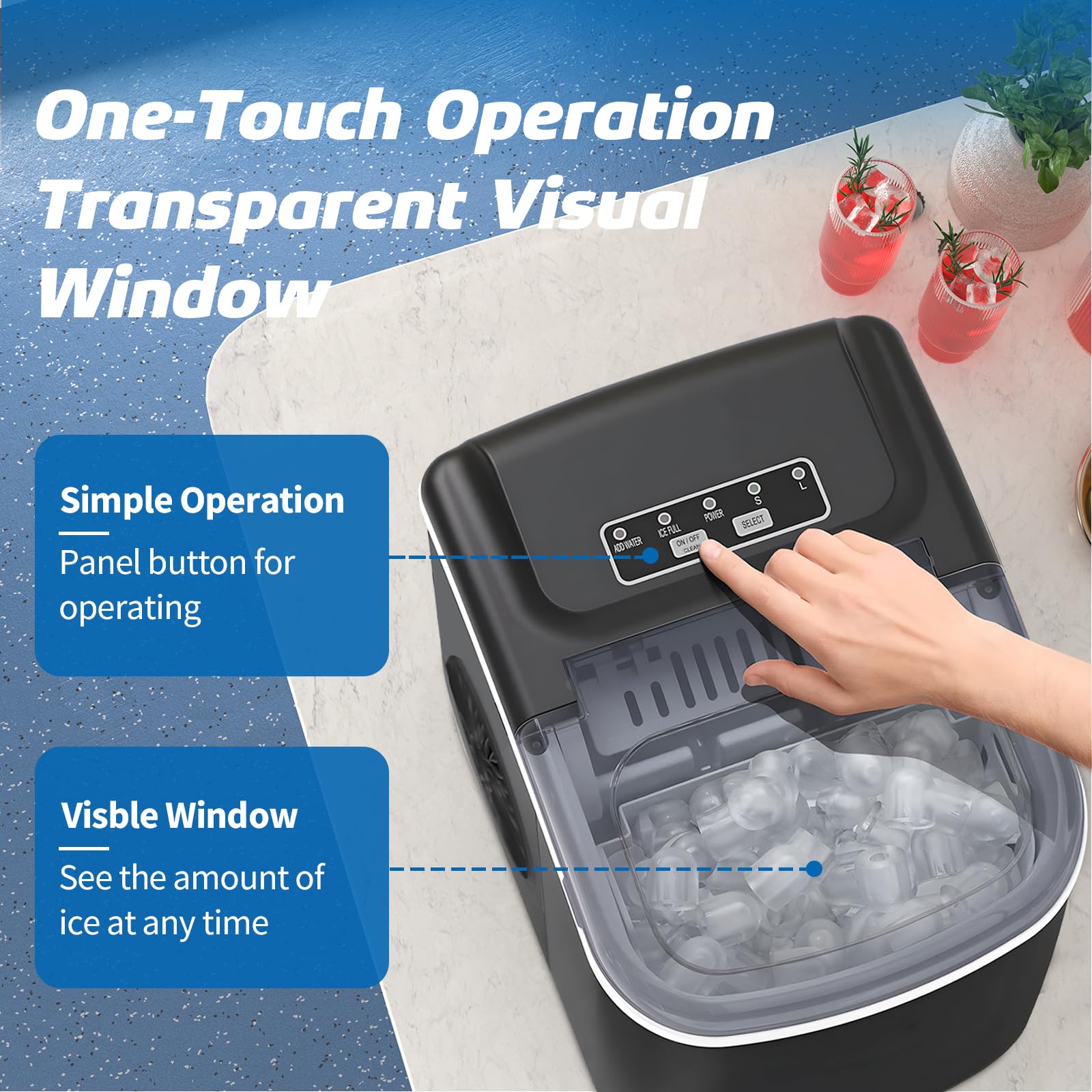 Erivess Nugget Ice Maker, 33lbs/24h Capacity, Self-Cleaning, Portable Pebble Ice Machine With Ice Scoop & Basket, Perfect For Home, Kitchen, Or Office, Silver (Chewable & Crushed Ice) on Fridge.com - View 5