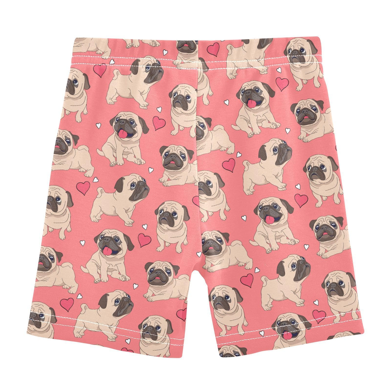 JHKKU Girls Pug Heart Shorts Cotton Cartwheel Bike Kids Biker Under Dress Dance Short Girl Clothes 4T