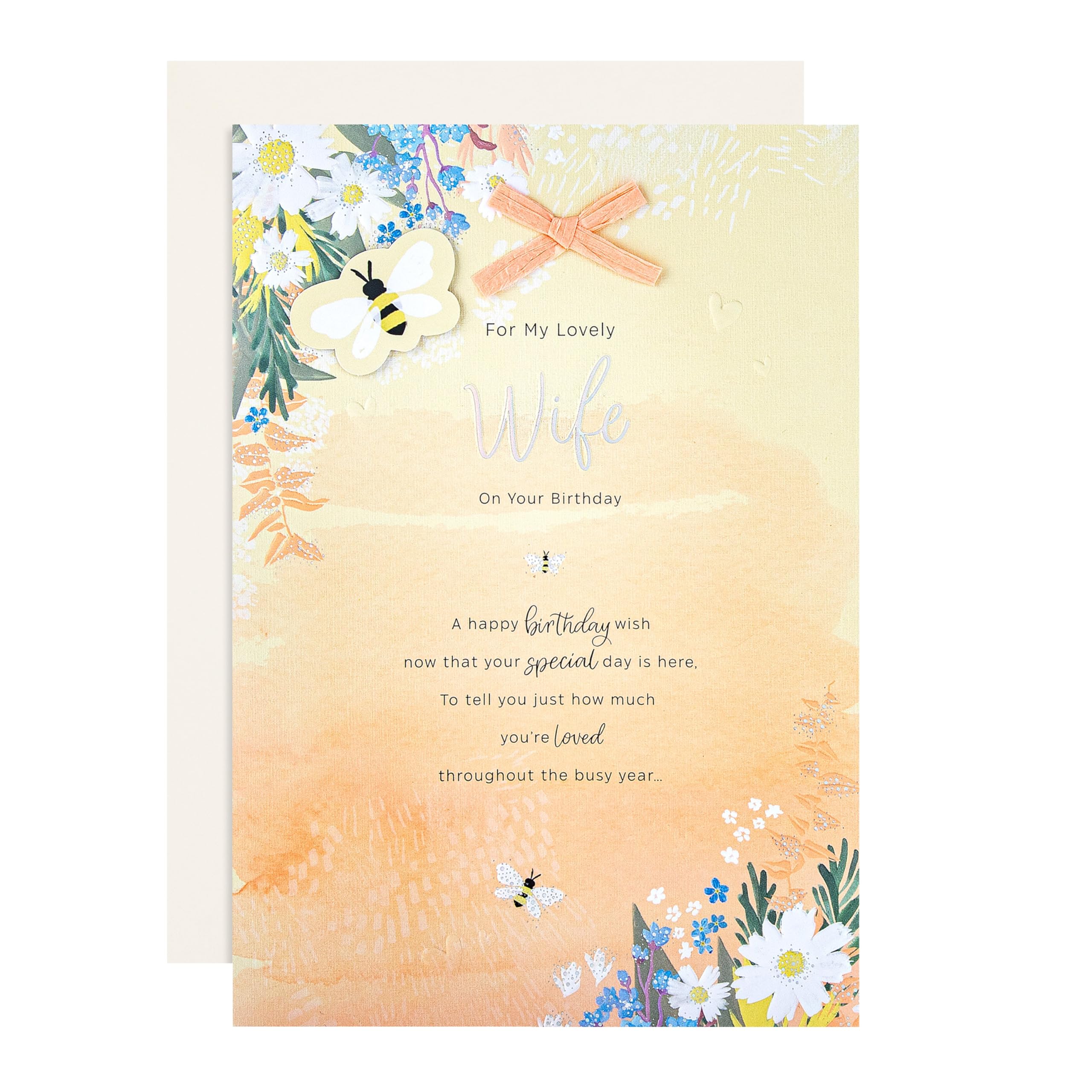 Hallmark Birthday Card for Wife, Florals Design, Heartfelt Verse, Orange