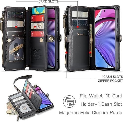 Miniatura 3 de Defencase Funda para Moto G Power 5G 2023, con bloqueo RFID, para Motorola Moto G Power 5G 2023 para mujeres y hombres, correa magnética de piel