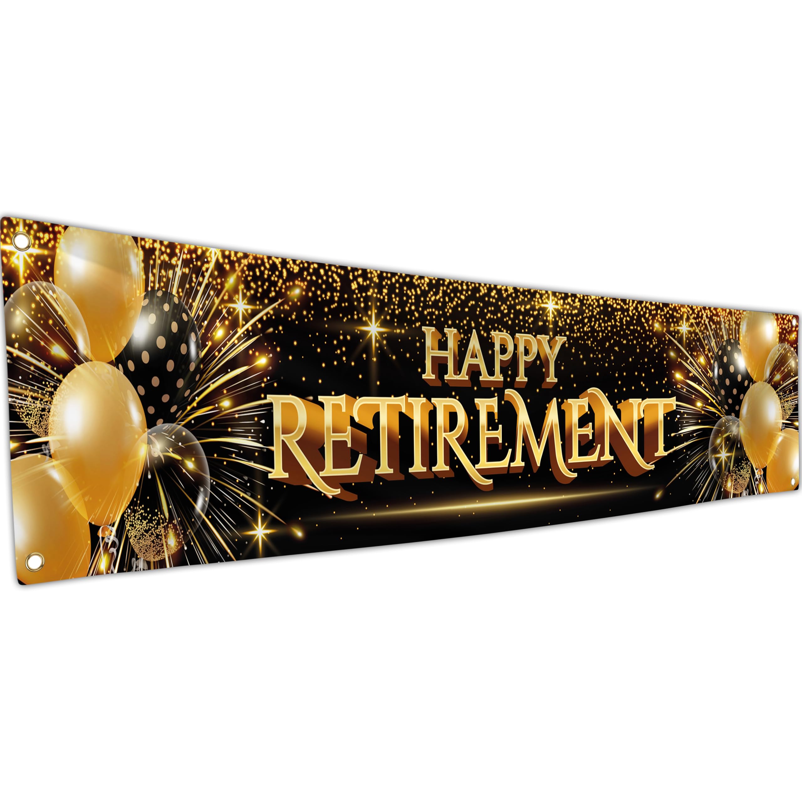 Bannière de retraite noir et or pour sublimer la fête d'un proche
