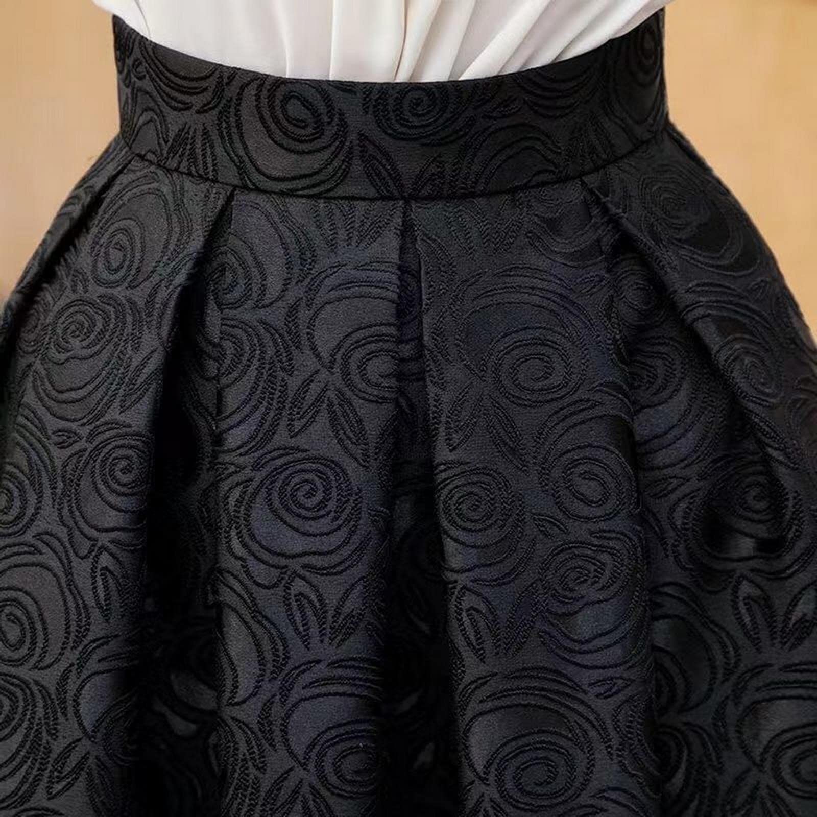 Falda larga para mujer, primavera, verano, floral, jacquard, cintura alta, midi larga, falda acampanada, faldas grandes con vuelo
