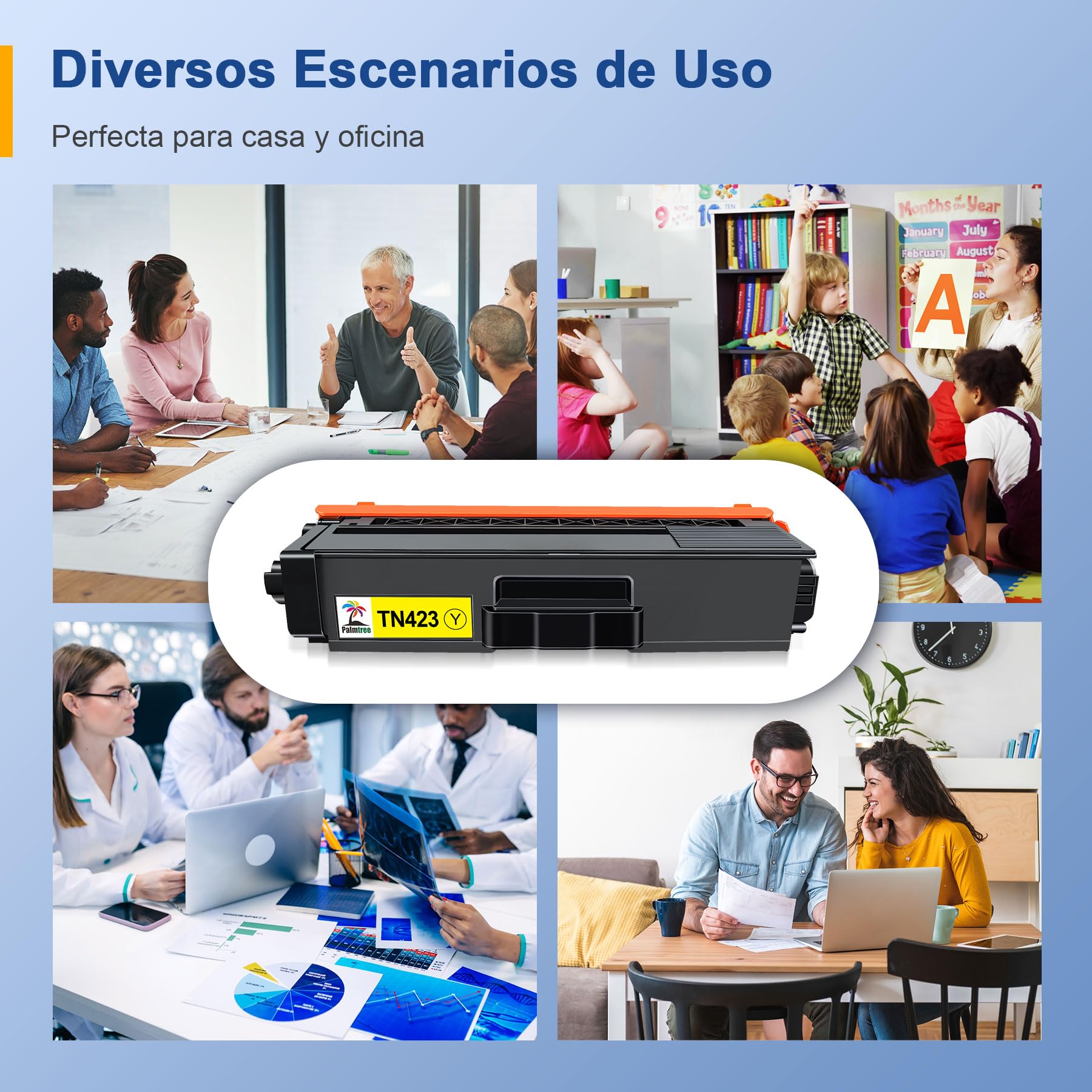 Palmtree TN423 Tóner Compatible con Brother TN-423 TN423BK TN421 para Brother MFC-L8690CDW MFC-L8900CDW HL-L8260CDW HL-L8360CDW DCP-L8410CDW DCP-L8410CDN (Negro, Cian, Amarillo, Magenta, Paquete de 4)