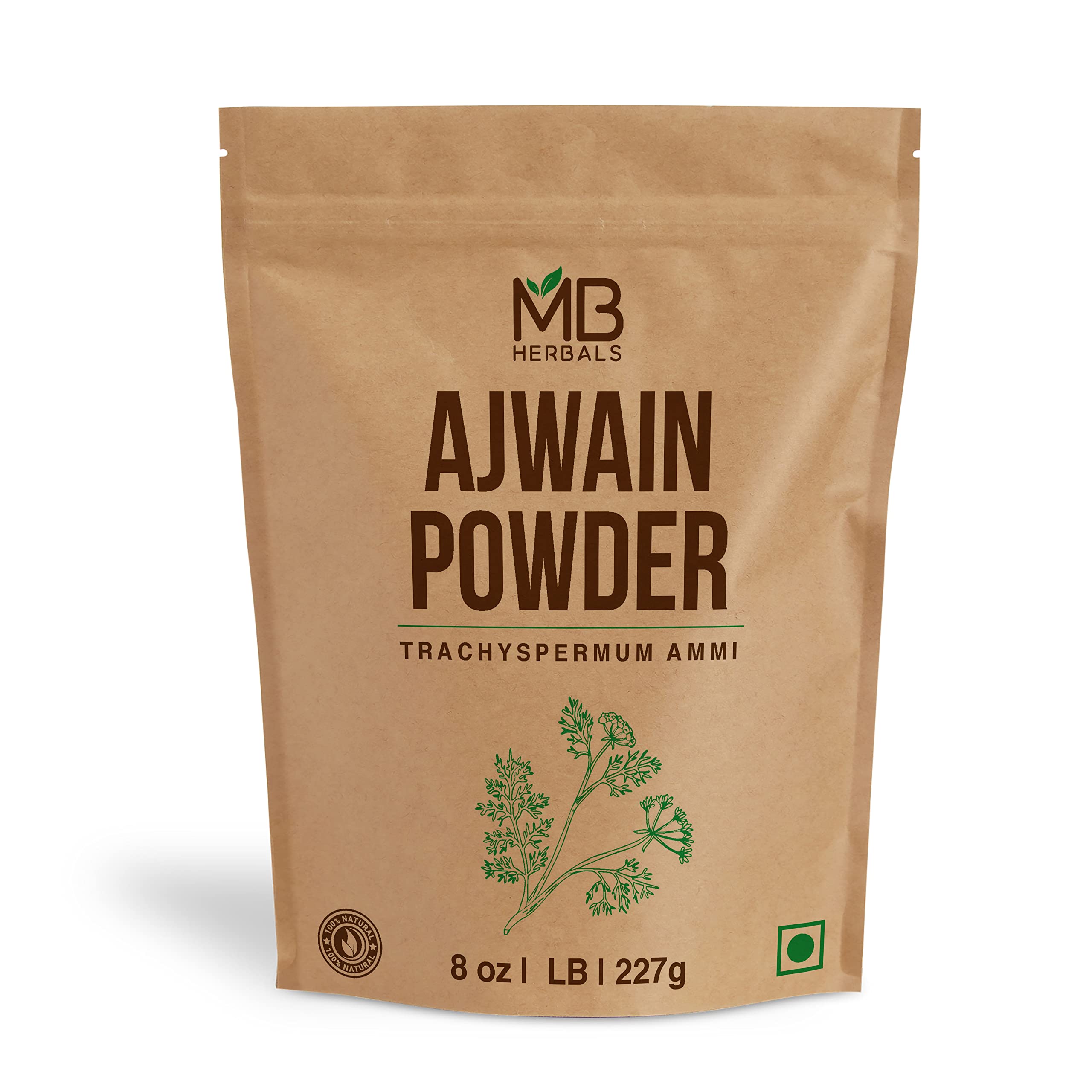 MB Herbals Ajwain Powder | Carom (Ajwain) Seed Powder | 227g