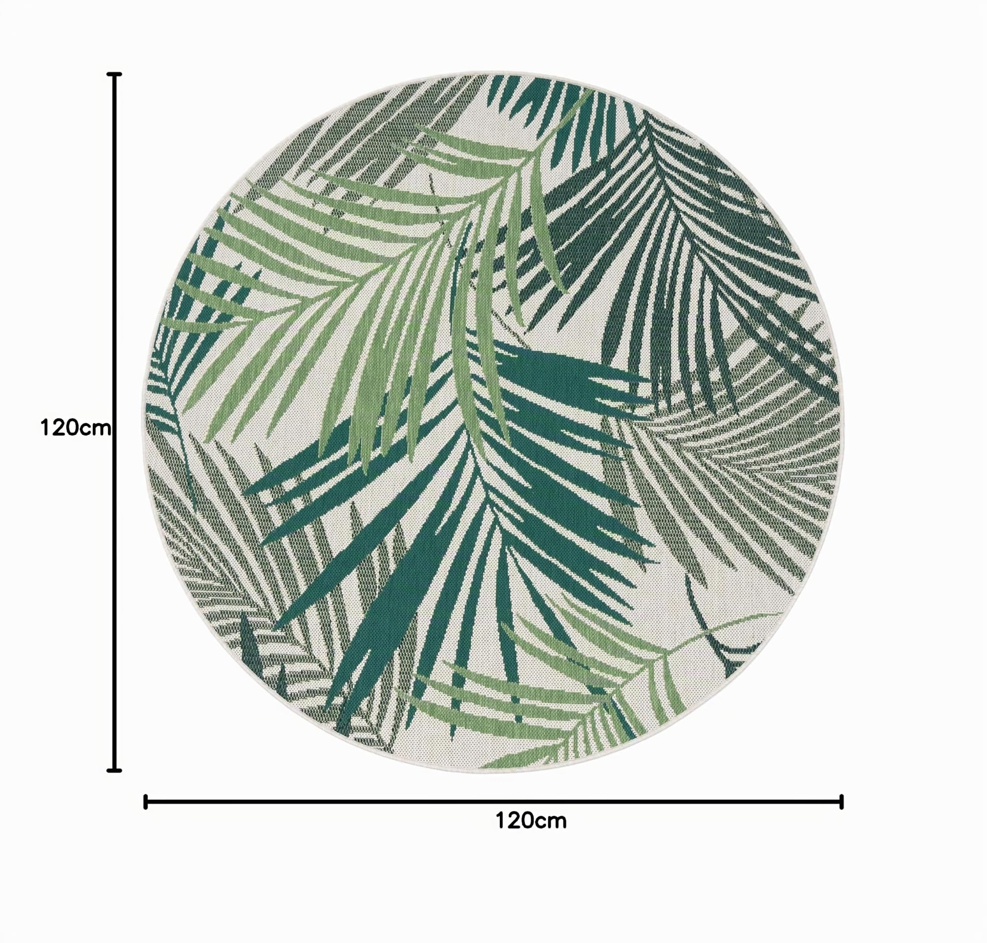 Paco Home Tapis Intérieur & Extérieur Tissage À Plat Jungle Découpé Design Palmiers Floral Vert, Dimension:120 cm Rond