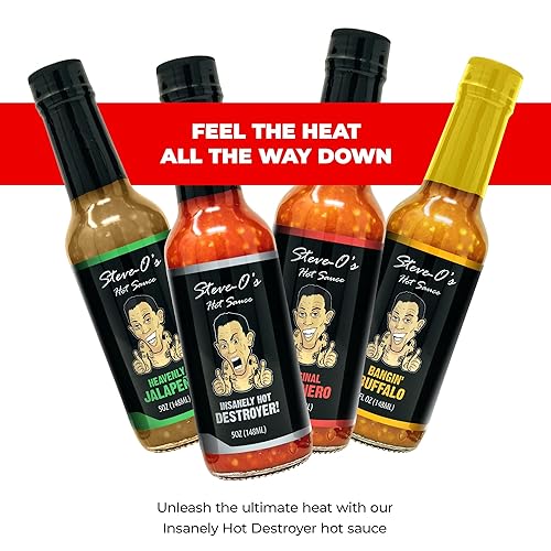 Miniatura 6 de Steve-O's Salsa picante - Salsa picante Destroyer  Con ajo y escorpión, Naga Jolokia y pimientos Carolina Reaper (5 fl oz)