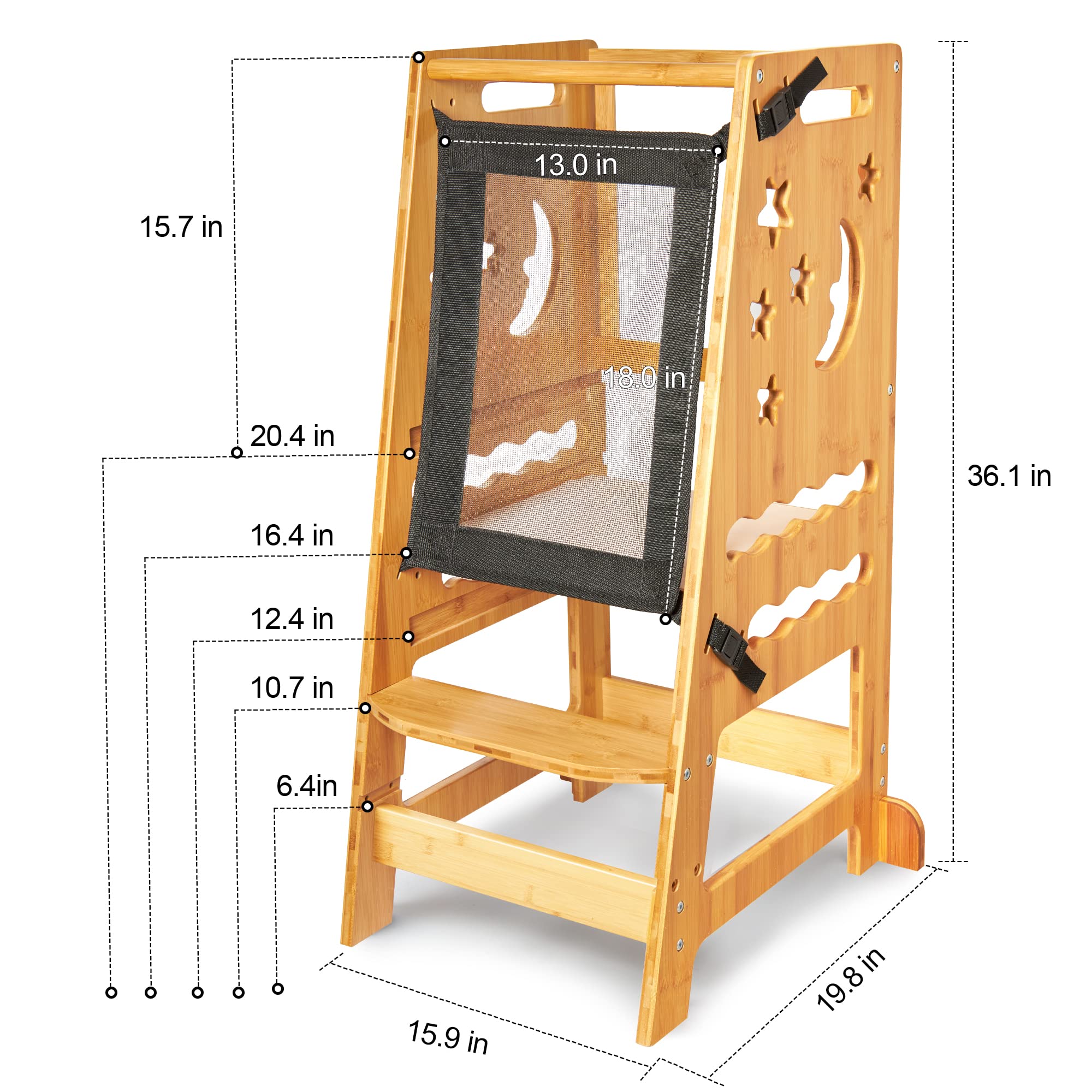 TOETOL Kids Kitchen Step Stool with Keeper Bamboo Toddler Tower Helper
