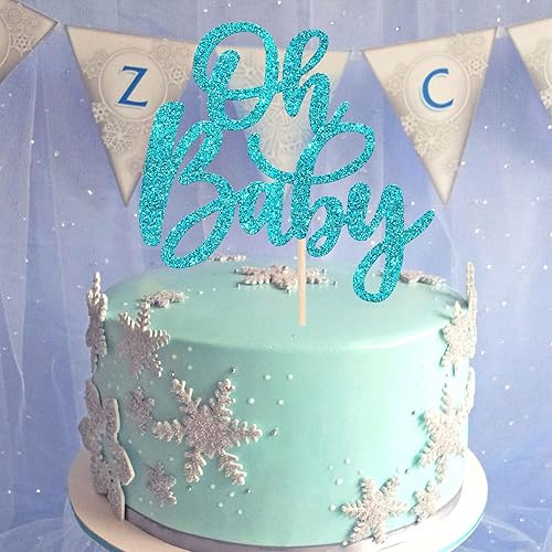 Miniatura 5 de 1 pieza Oh Baby Cake Topper Glitter Baby Shower Cake Pick para revelación de género celebrando baby shower, niños y niñas, fiesta de cumpleaños,