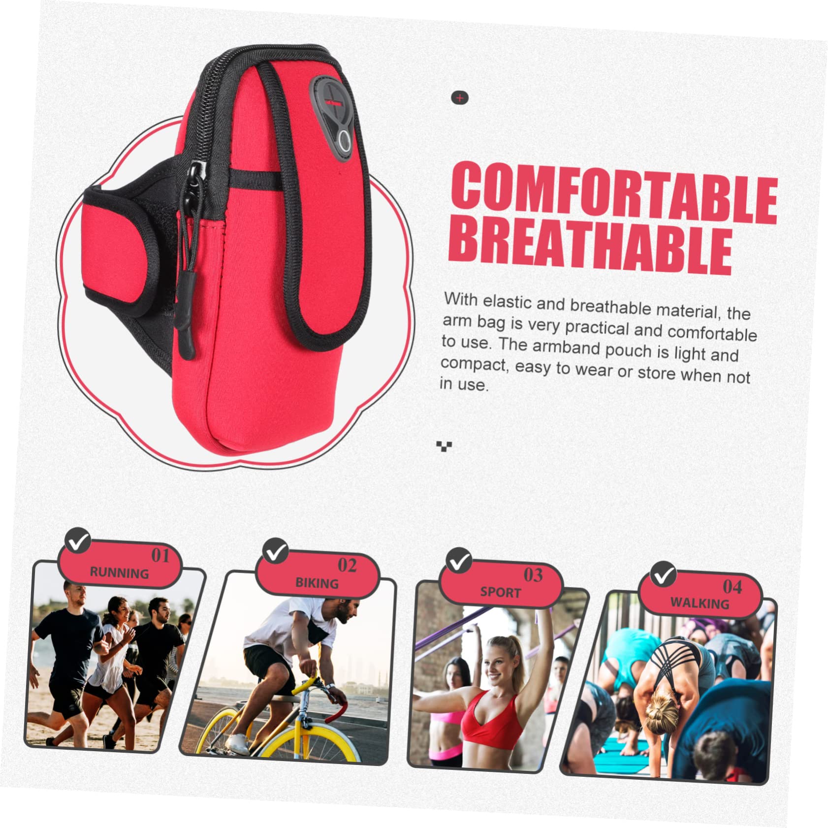 Brassard De Sport Pour Téléphone - Pochette élastique Avec Fermeture éclair, Pour Course à Pied, Fitness, Rangement Clés