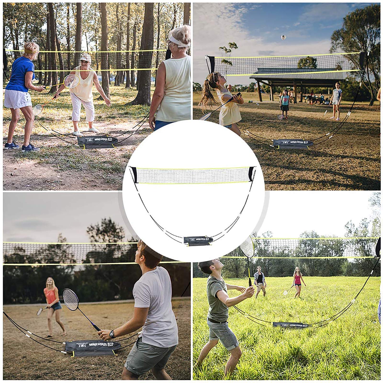 Rete da Badminton, Set da Beach Tennis, Facile da installare, con Borsa per Il Trasporto, Adatta per campi Interni/Esterni, Cortile, Non Richiede Attrezzi o Pali