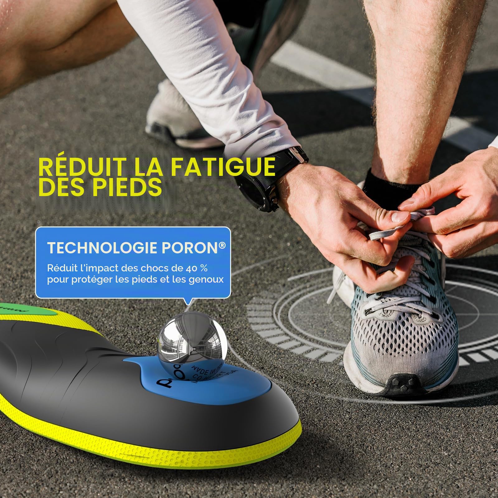 Welnove Semelles Orthopédiques Sport - Triple Absorption des Chocs pour Soulager la Douleur au Pied, Réduire la Fatigue, Améliorer les Performances, taille M 39-40.5