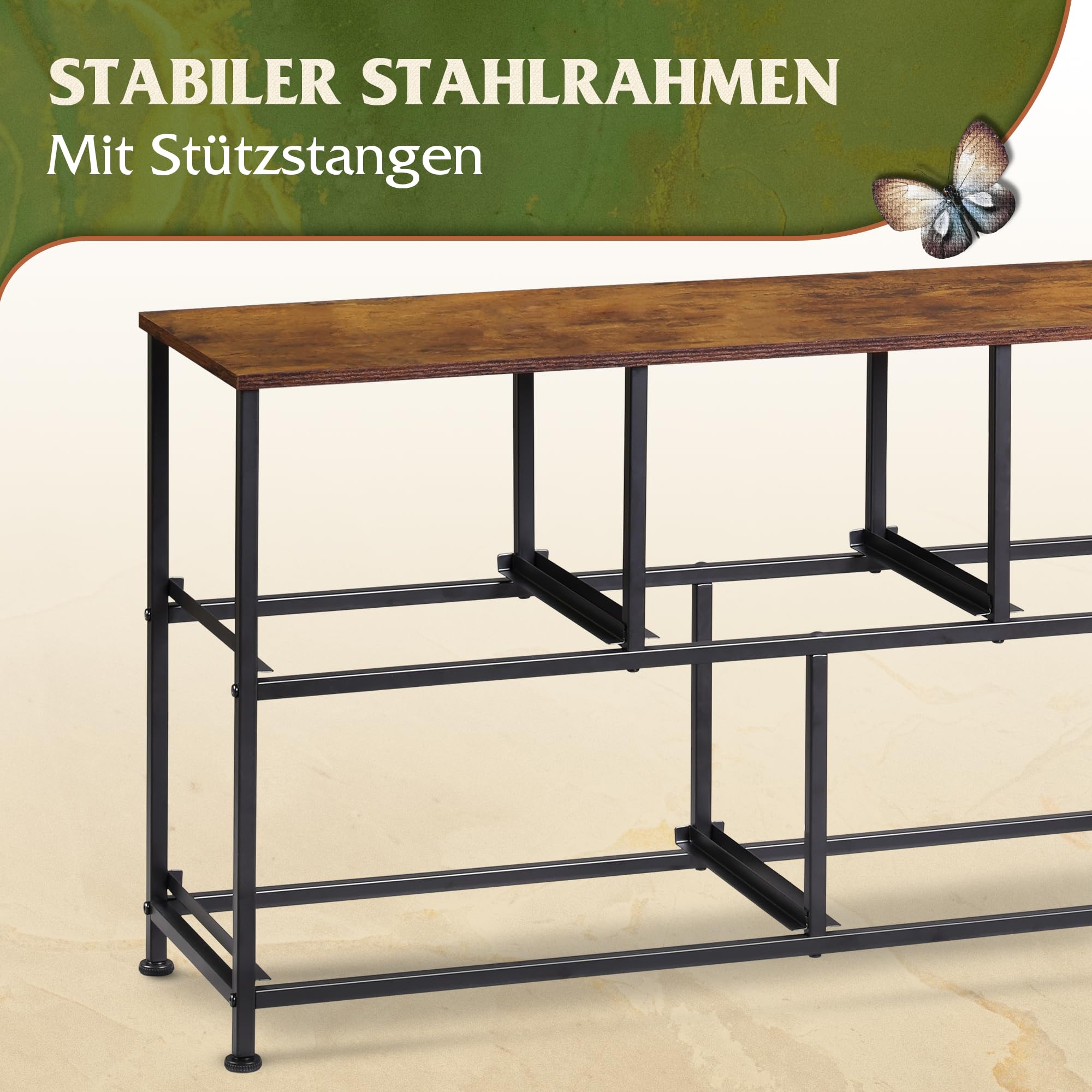 WLIVE Kommode mit 5 Schubladen aus Stoff, Kommodenschrank für Schlafzimmer, Kommode Wohnzimmer, mit Stabiler Stahlrahmen, Vintagebraun-Schwarz