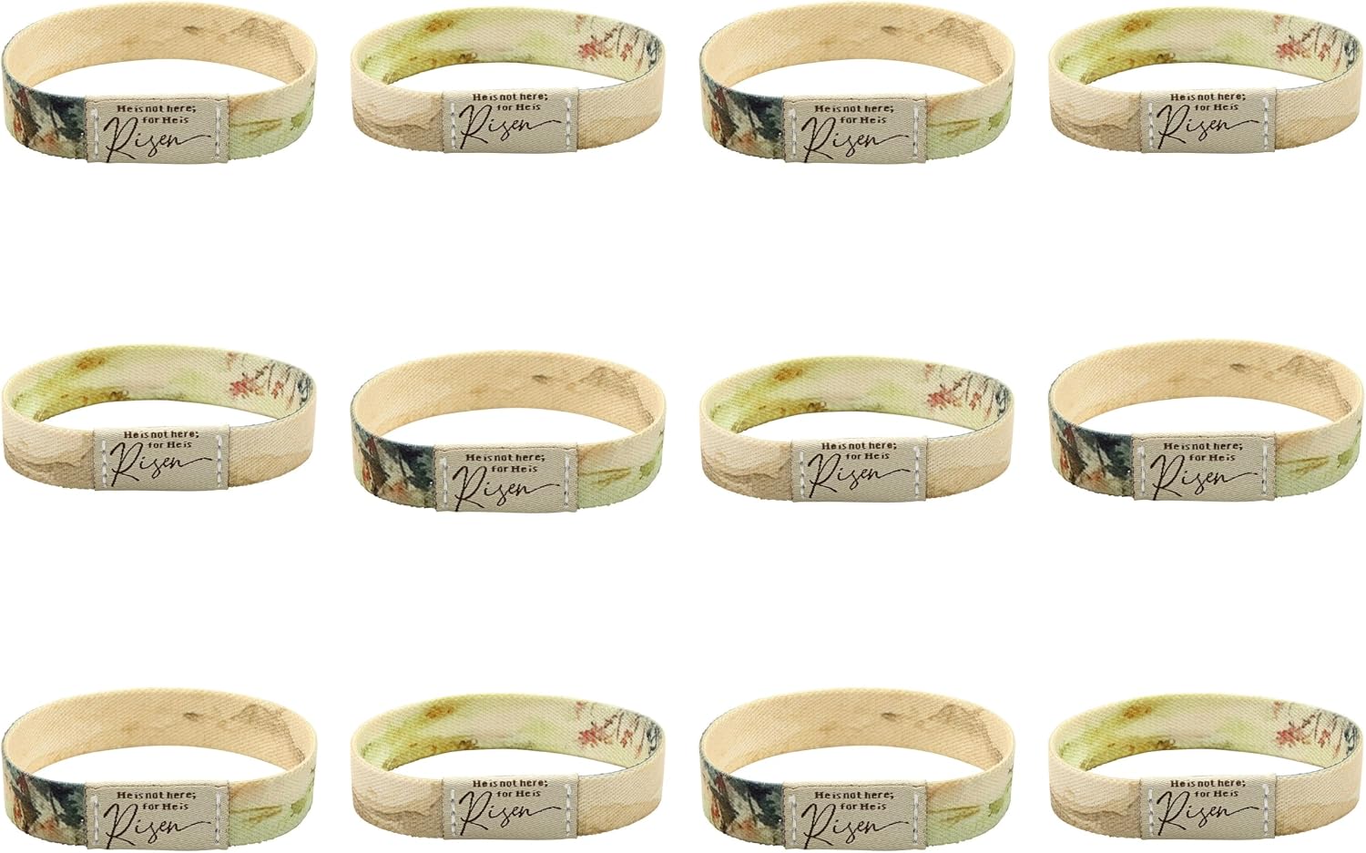 Living Grace Bulk Christian Bracelets -12-Count Reversible 7" Elastic Wristbands, Rooted