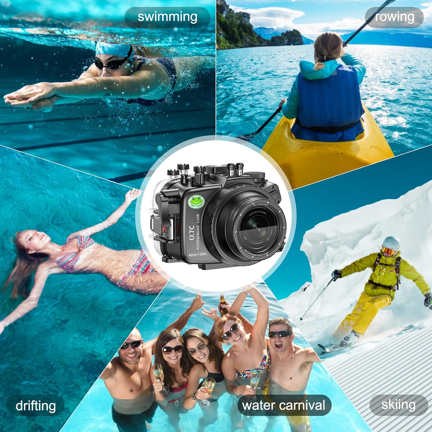 Sea frogs Waterproof Camera Housing Compatible with Sony A7C 10-18 28-60MM IPX8 40m/130ft Maximum Diving Depth Underwater Camera Case for Diving, Surfing, Rowing, Skiing