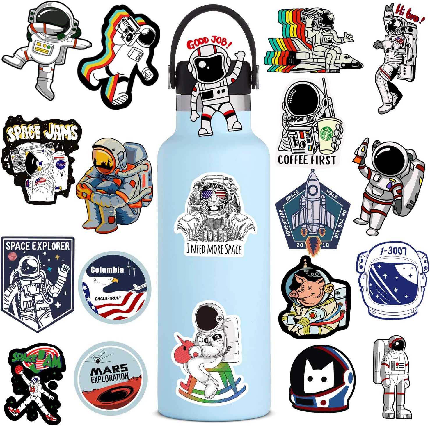 VSCO NASA Stickers for Laptop [100PCS], Space Explorer Galaxy Vinyl Decals for Water Bottle Hydro Flask Car Bike Bumper Skateboard Luggage, Spaceman Spacecraft Universe Planet Logo Graffiti Sticker