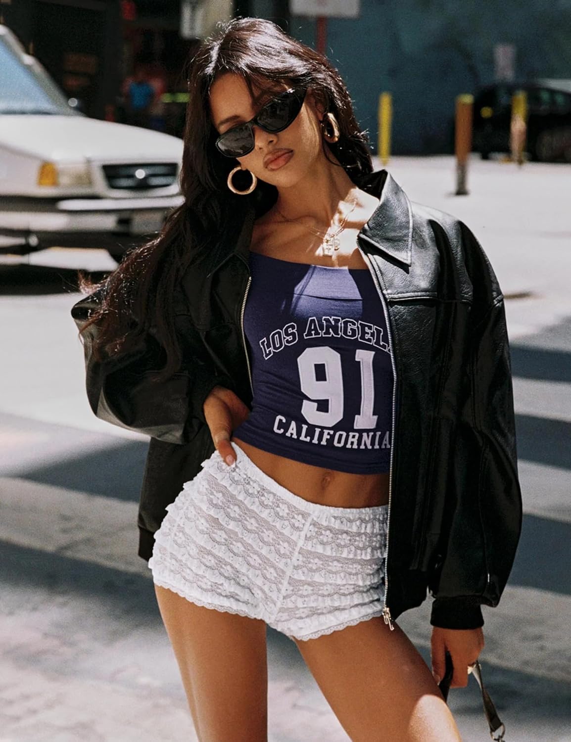 FOMELY Women's Ruffle Shorts Lace Bloomers Y2k Mini Shorts Bloomers for Women with Liner - Image 5