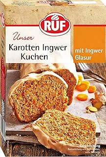 RUF Karotten-Ingwer-Kuchen, Backmischung für einen saftigen Karottenkuchen mit frischen Möhren und fruchtiger Ingwer-Zuckerglasur, vegan