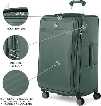Travelpro VersaPack+ Lightweight Softside Expandable Checked Luggage, 8 Spinner, TSA Lock, Checked Large 29-Inch, Desert Sage Green
