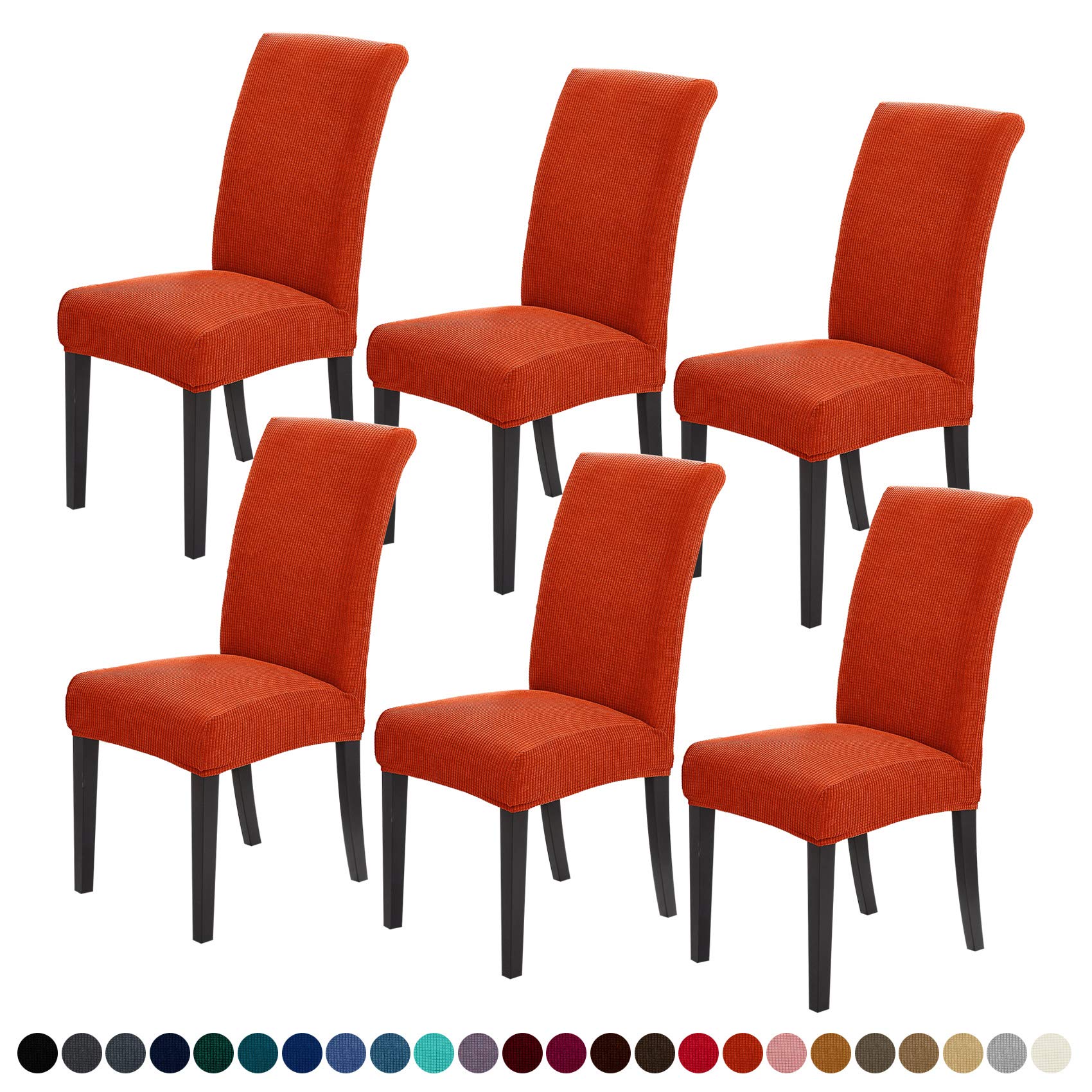 Photo 1 of Joccun Chair Covers for Dining Room Set of 6,Dining Chair Slipcovers Stretch Dining Room Chair Covers Seat Protector,Parsons Chair Cover for Home,Hotel,Banquet(Pureed Pumpkin,6 Pack)