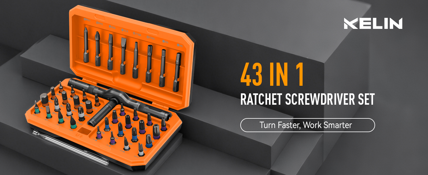 Amazon.com: KELIN Magnetic Ratchet Screwdriver Set, 43 in 1 T