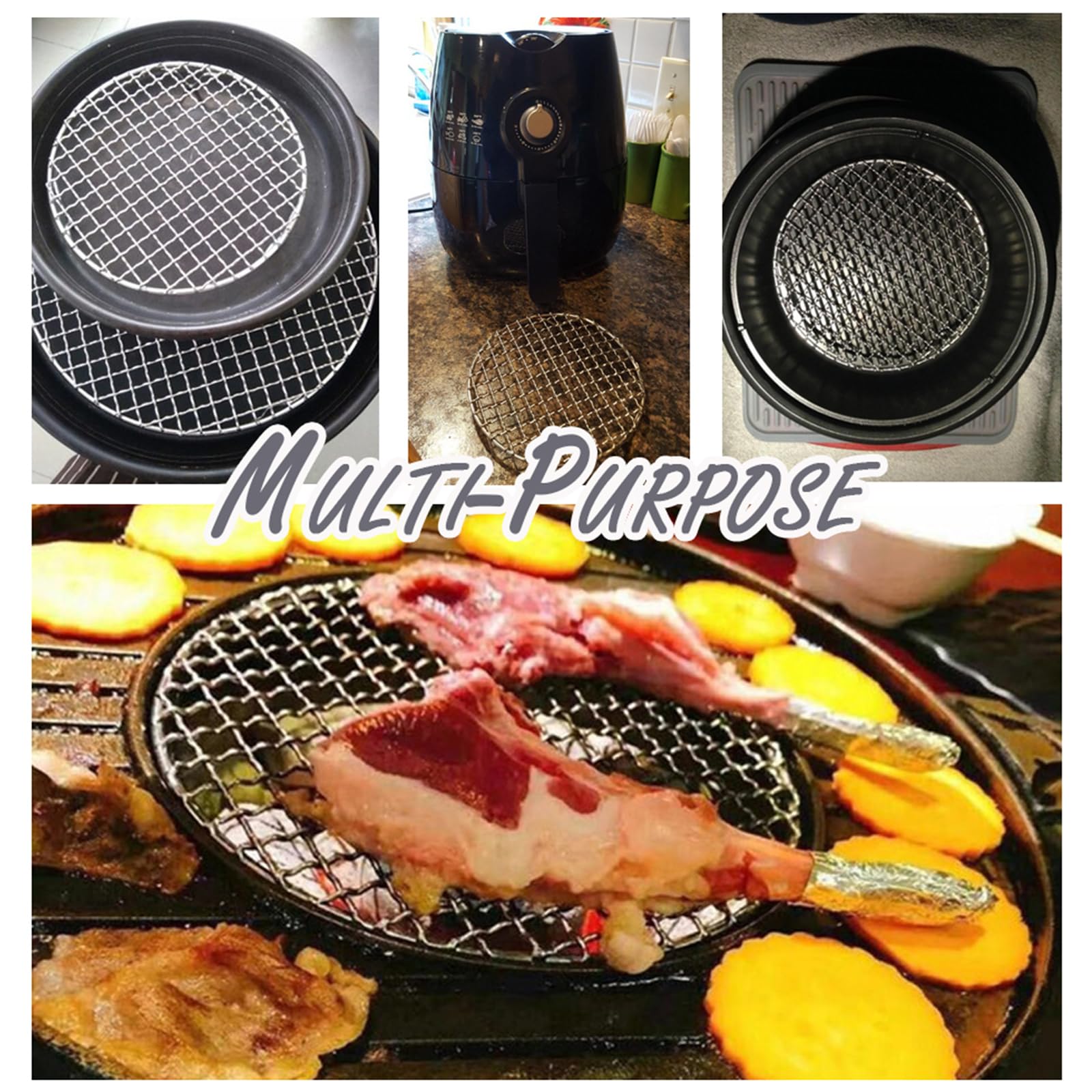 Estante de cocina de 6.5 pulgadas con patas de 1.8 pulgadas de altura de acero inoxidable 304 para hornear y enfriar, utensilios de cocina aptos para freidora de aire, olla a presión 7
