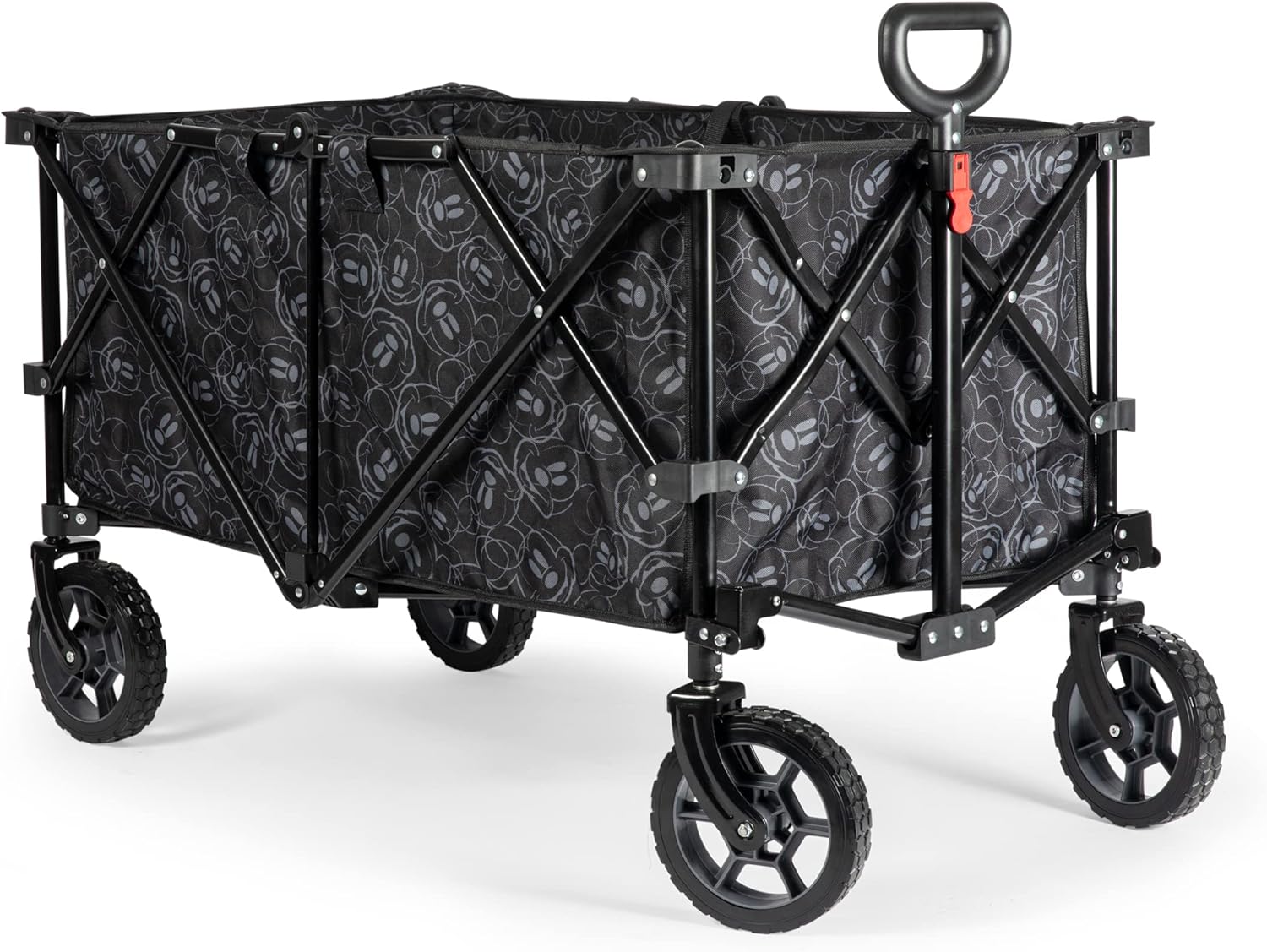 Picnic TIME Disney Mickey Mouse Adventure Wagon XL, Folding Utility Wagon with All Terrain Wheels and Steel Frame for Beach Camping Sports and Shopping, (Black)
