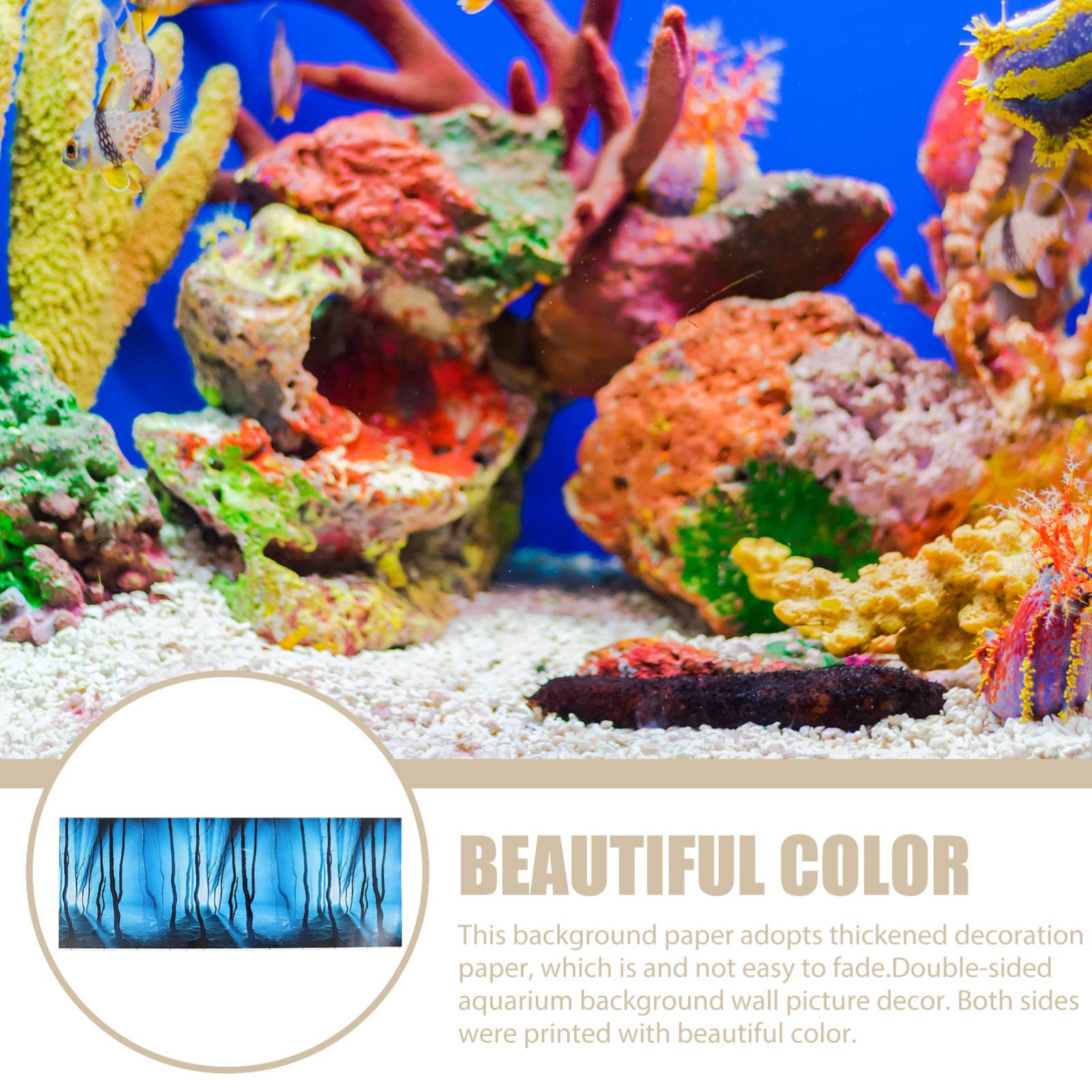 Happyyami 4pièces Décoration De Fond pour Aquarium Arrière-Plan Autocollant Réutilisable pour Réservoir Thème sous-Marin Naturel