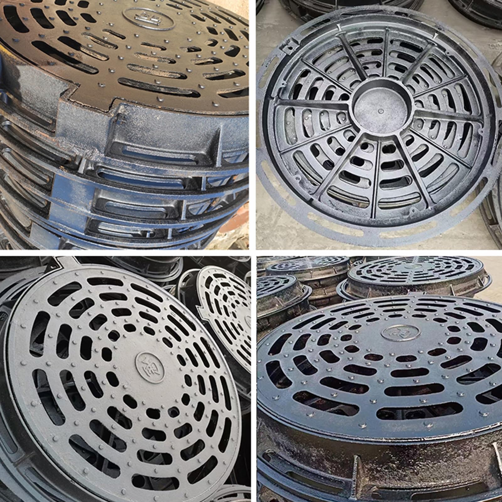 Arqueta Riego de Registro y Marco de Hierro Dúctil, Arqueta Jardin Redonda, Drenaje Suave, para Entrada de Vehículos, Concreto, Patio, Soporte de Carga 3 T(50cm/20in)