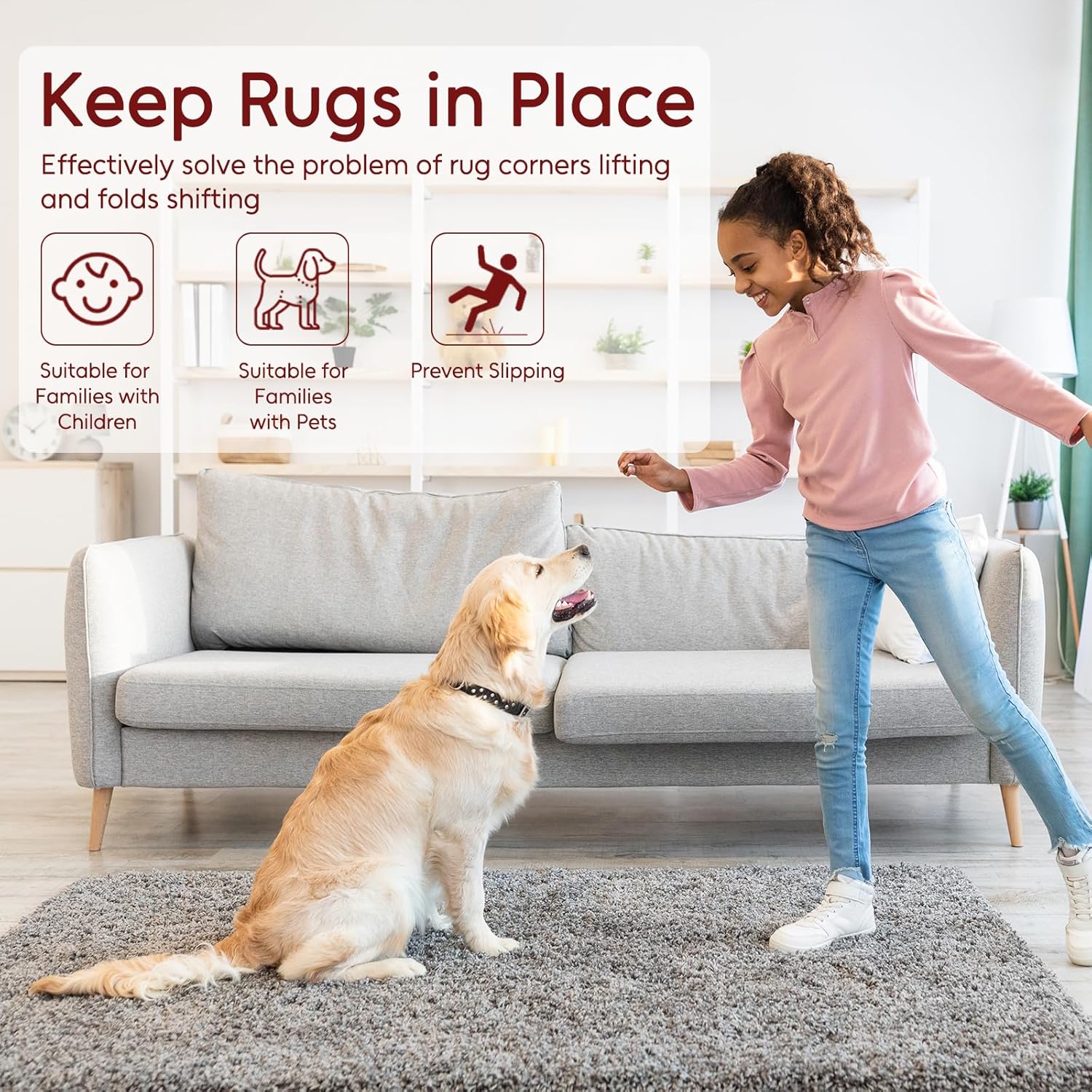 Felt and Rubber Backing Rug Pad, 4"x6" Non-Slip Rug Pads, 1/8” Thick, Under Area Carpet Protective Pads, Cushioned Gripper Pads for All Floors and Finishes, Keeps Rugs in Place, Soft and Secure