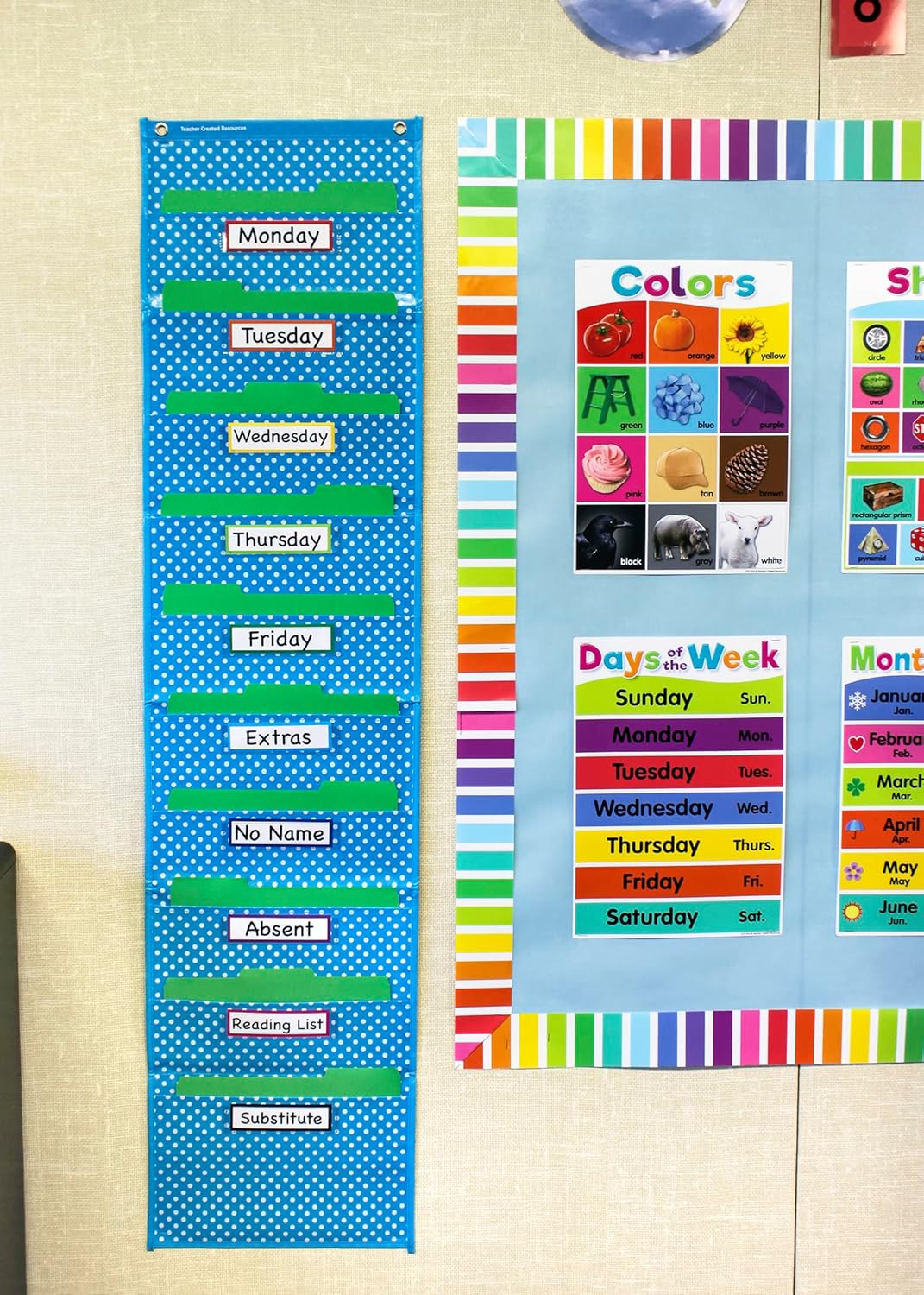 Teacher Created Resources Aqua Polka Dots 10 Pocket File Storage Pocket Chart (TCR20738)
