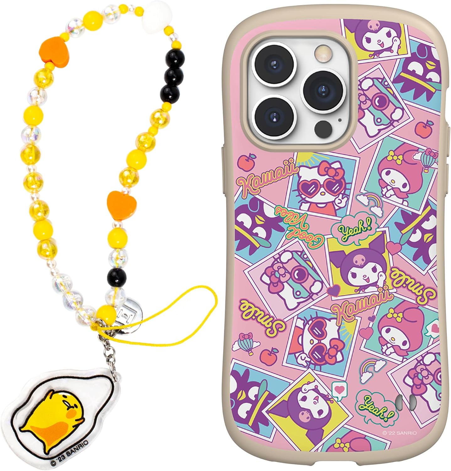 iFace Gudetama Bead Strap + First Class Case for iPhone 14 Pro Max (Hello Kitty and Friends - Seize The Day)