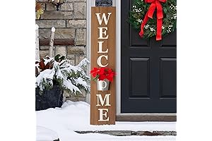 Glitzhome Rustic Farmhouse Wooden Welcome Sign with Planter