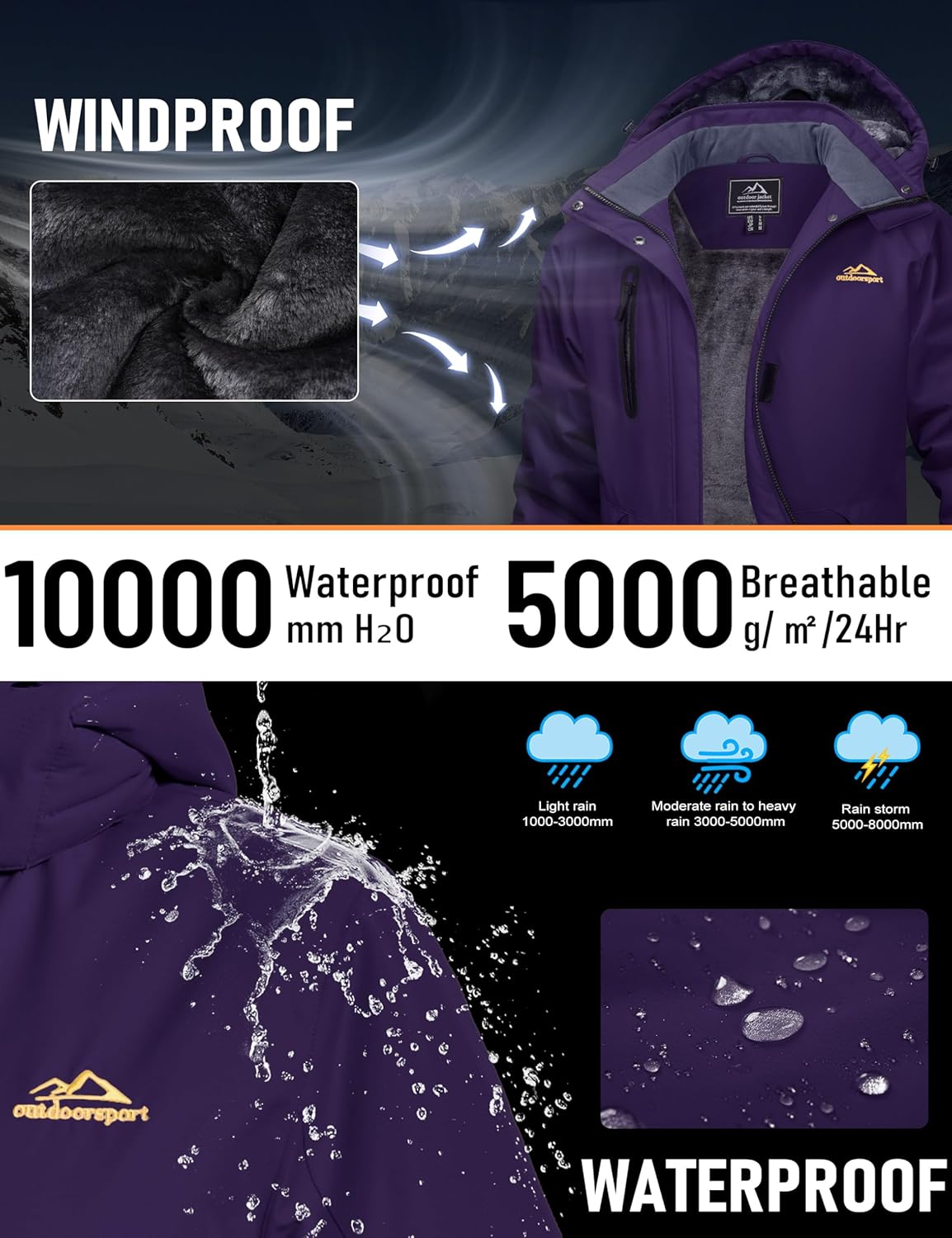 MAGCOMSEN Women's Winter Coats Waterproof Insulated Snow Ski Jacket Hood Fleece Lined Warm Mountain Snowboarding Windbreaker - Image 3