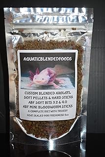AQUATICBLENDEDFOODS ABF Axolotl Food Mix,Soft BITS & Bloodworm Mini Sticks,(4oz) - ABF7