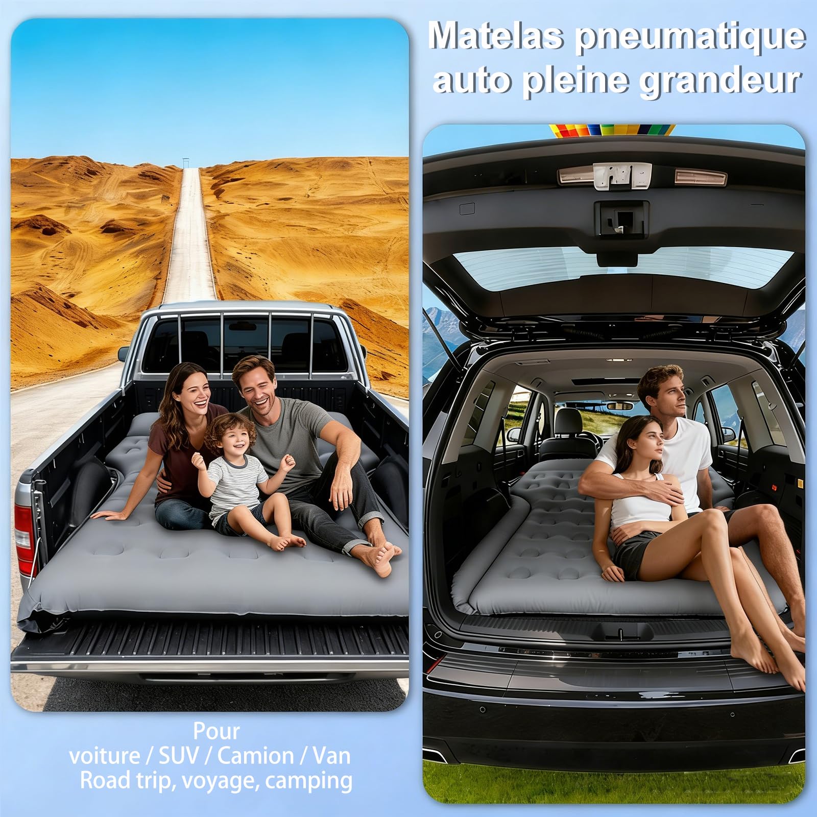 Matelas Voiture - Matelas Gonflable Voiture Universel pour SUV VAN RV Coffre , 140x185x20cm Lit Voitures éPaisseur 20cm Doux Et Confortable Car Mattress Air Bed pour Camping Voyage Routiers Accueil